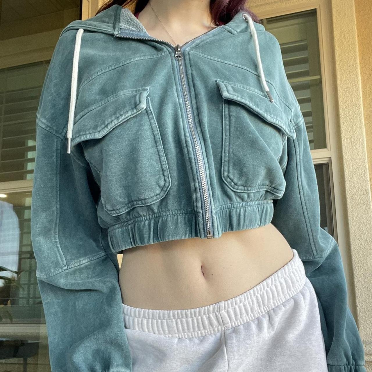 Urban outfitters cropped zip up online hoodie