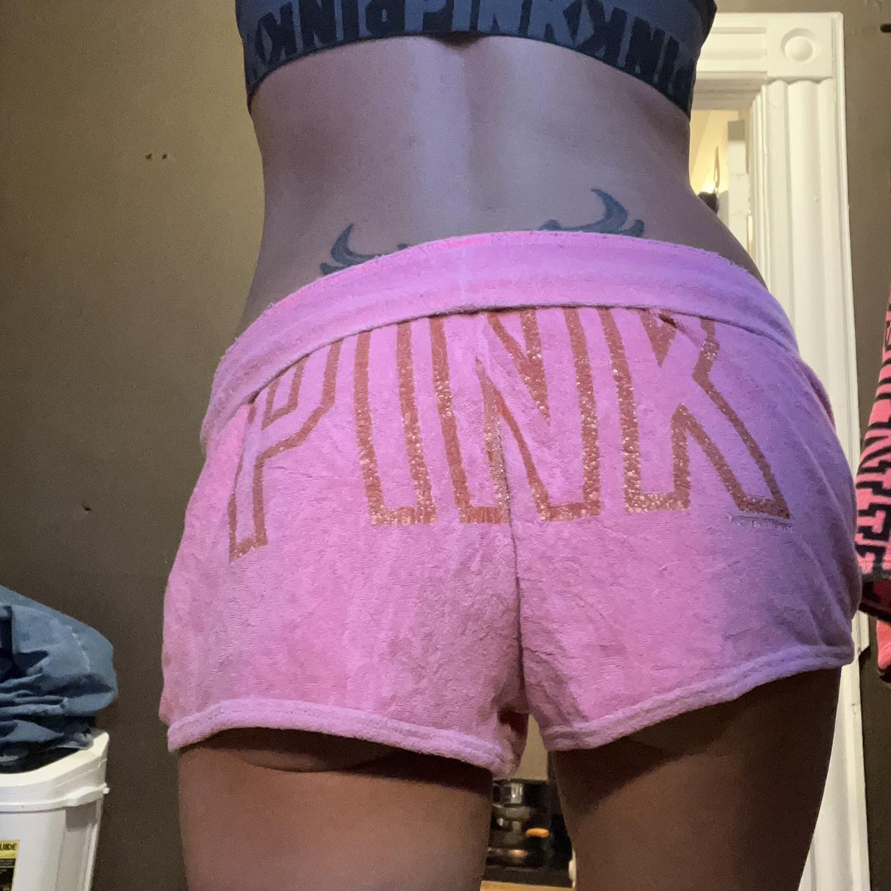 💕 Victoria's Secret Pink Velour Booty Logo Shorts - Depop