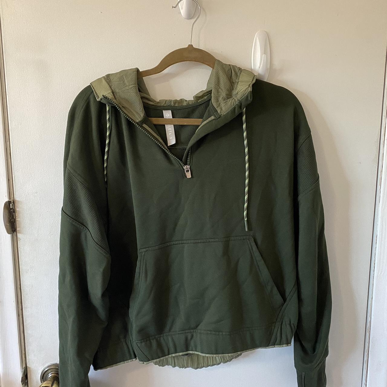 Green athleta hoodie. Thumb holes on the arms,... - Depop