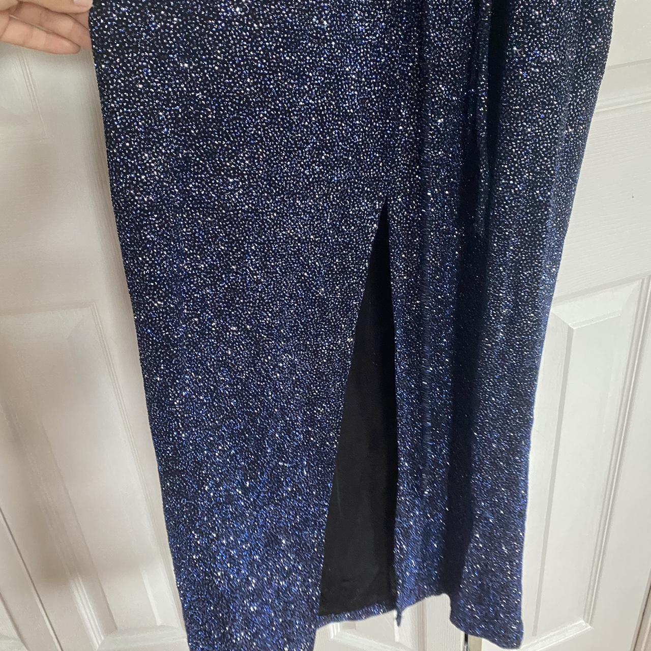 Women's Navy and Silver Dress | Depop