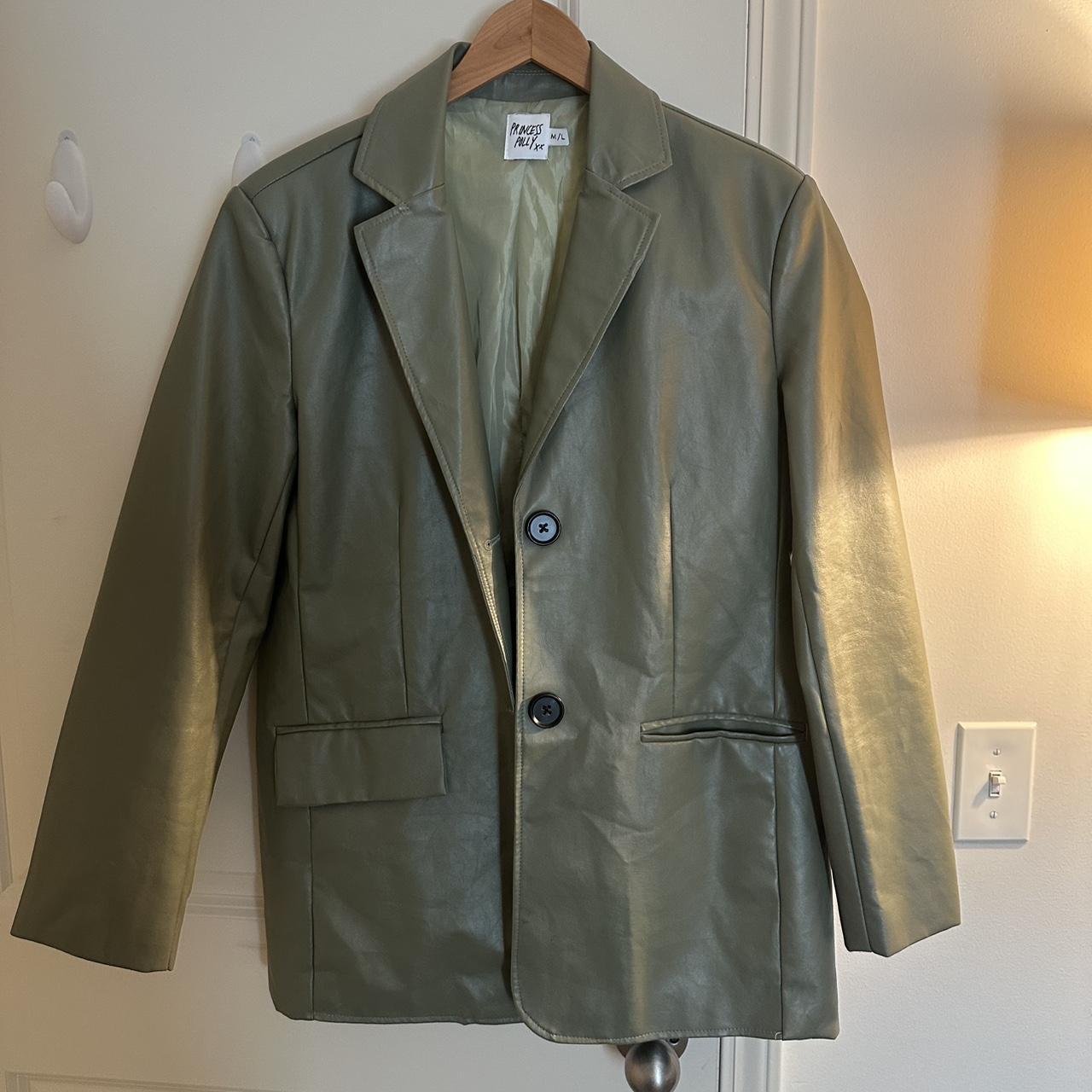 Princess Polly Women's Jacket Khaki/Green M – Green leather