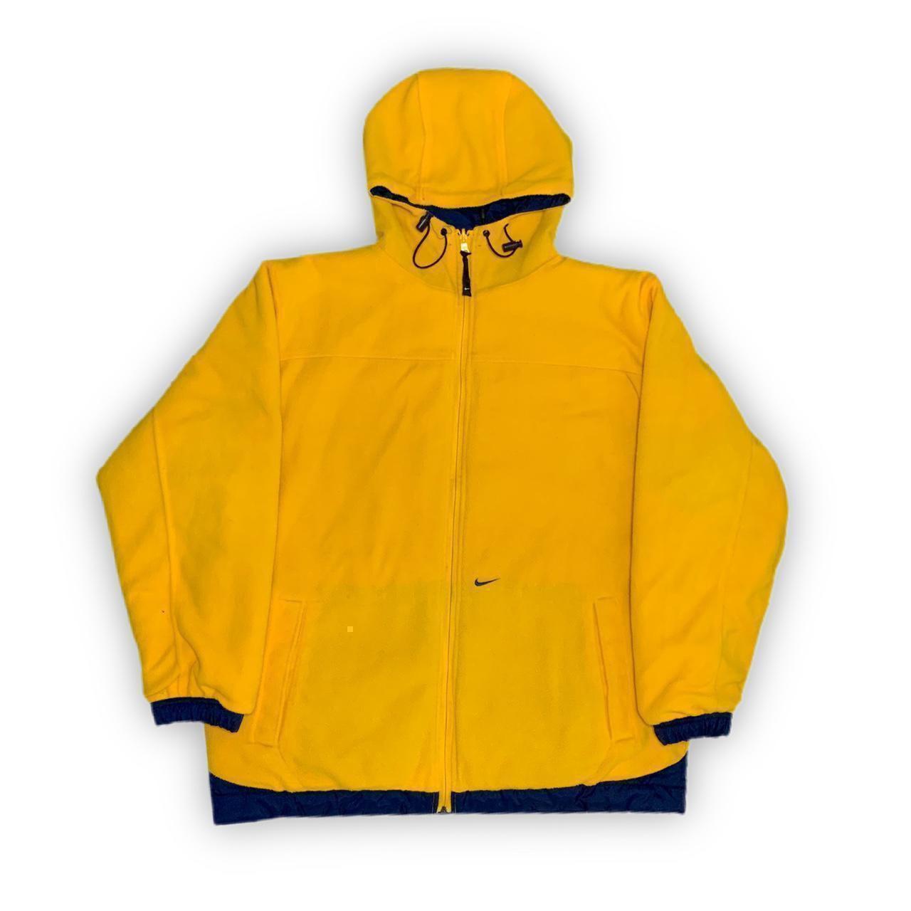 Nike Men's Navy and Yellow Coat Depop
