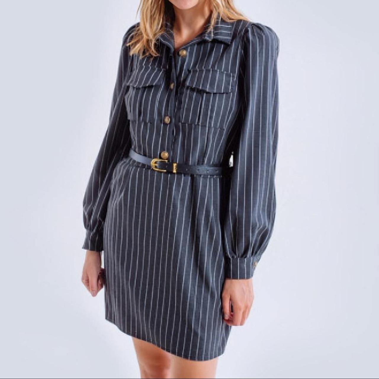 Pinstripe dark grey dress, new with tags, never... Depop