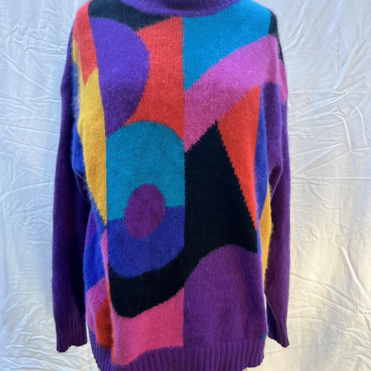 Insane Pop Art Vibes Vintage Jumper Purple & Multi... - Depop