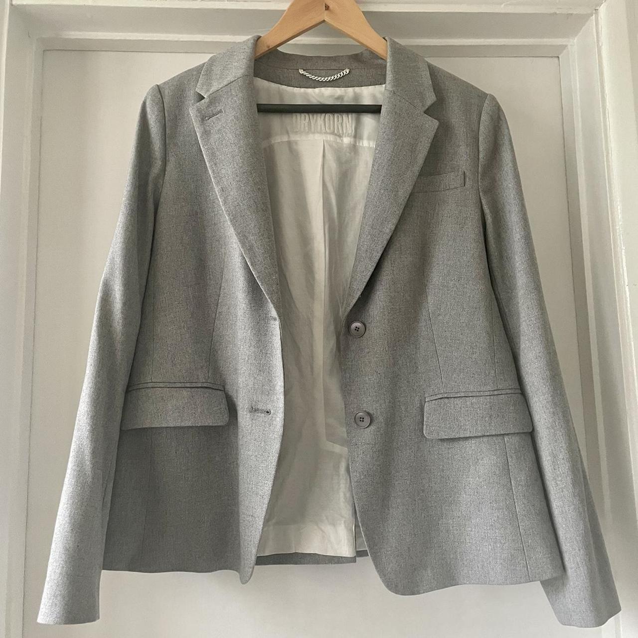 Drykorn grey wool blend blazer. Very stylish. Size... - Depop