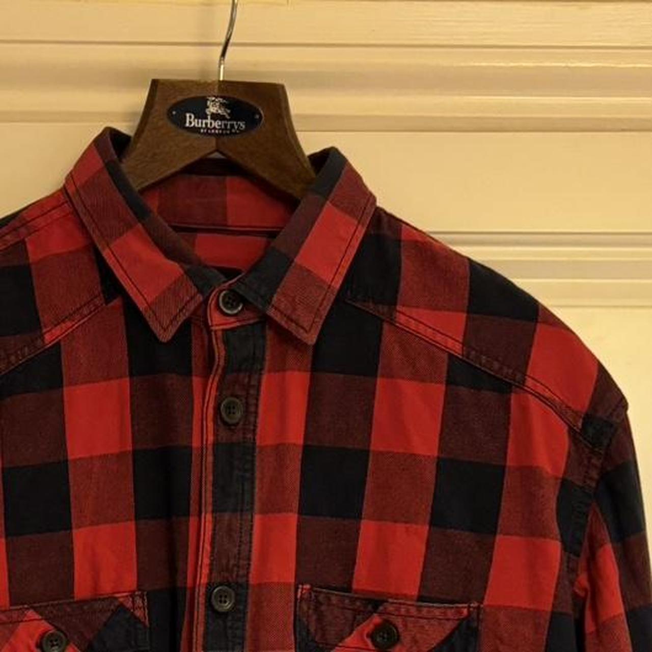 ZARA MAN Heavy cotton check shirt Red &... - Depop