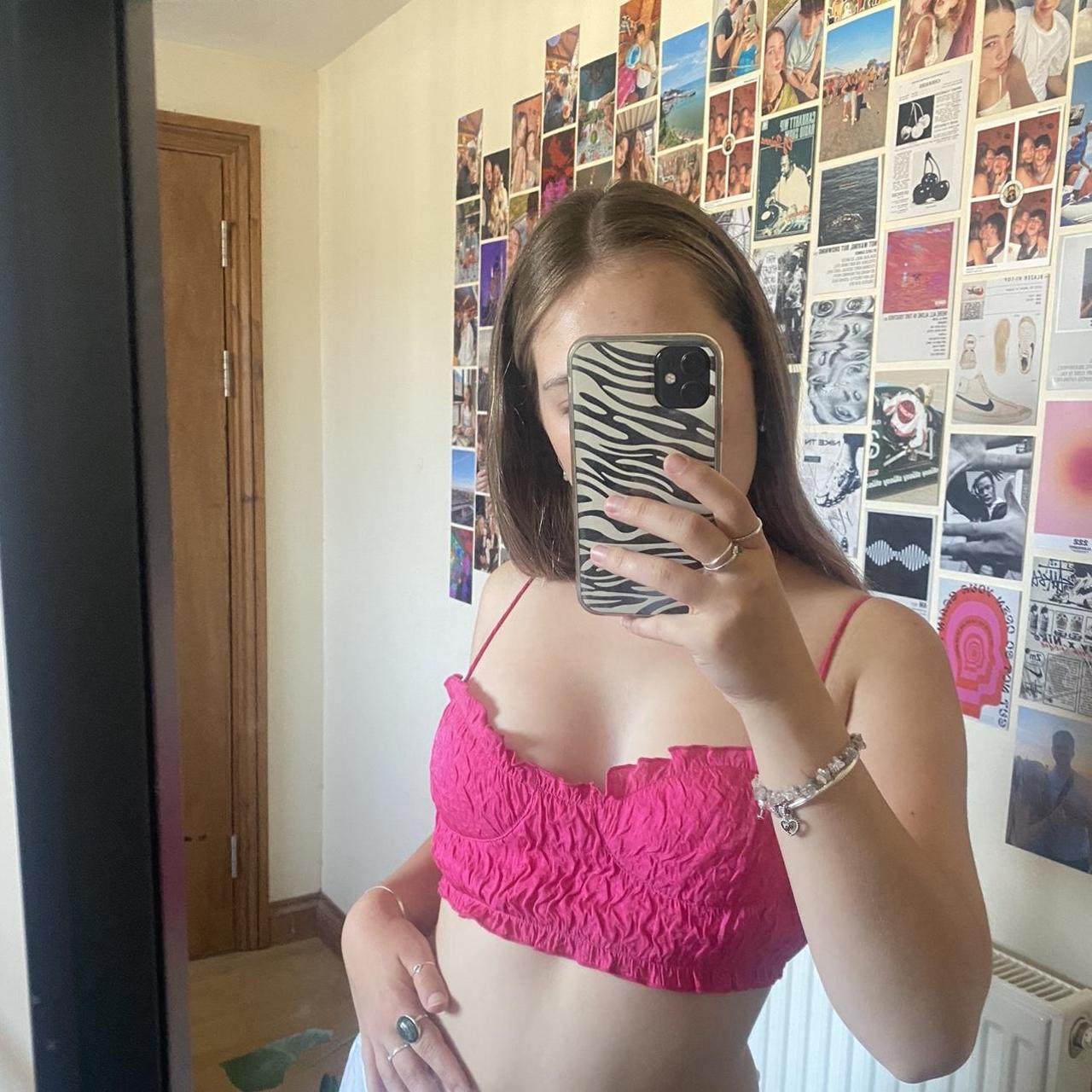 Hot pink corset style top from Zara in size S 🤍