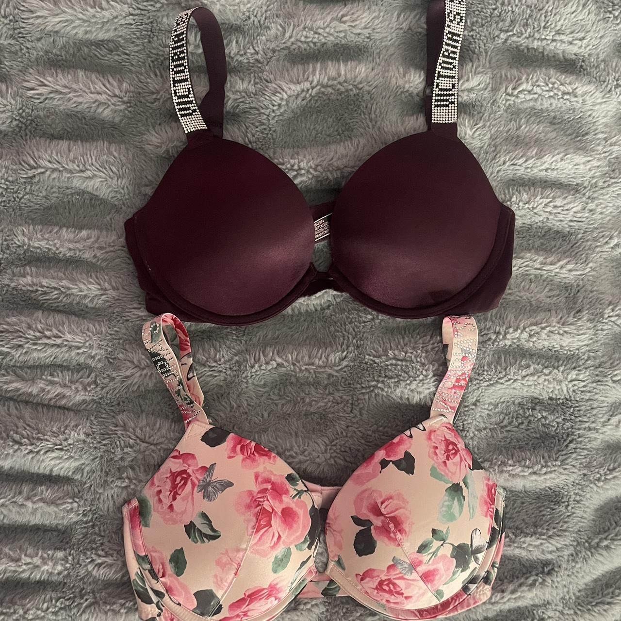 SALE Victoria's Secret grey bra 32D VS Pink padded - Depop