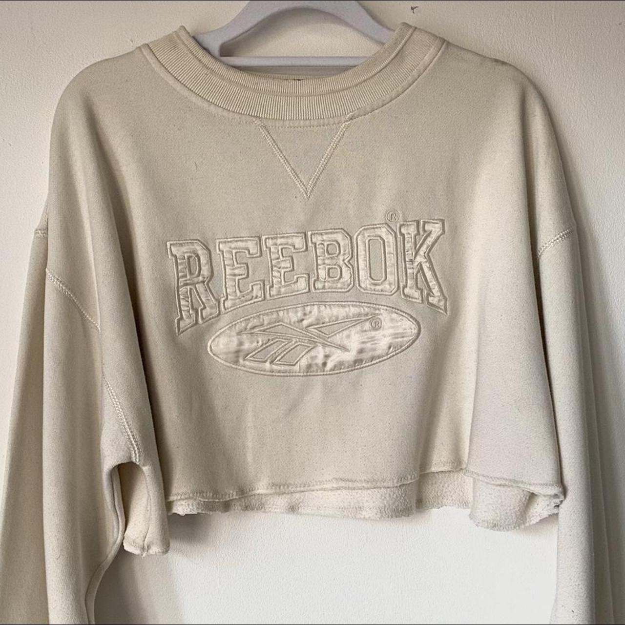 Reebok Women's Cream and White Jumper Depop