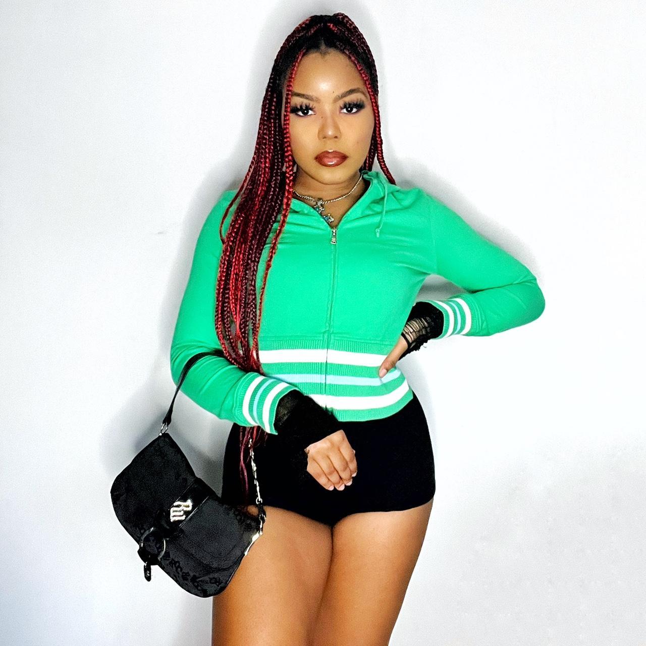 Y2K GREEN DOUBLE ZIPPER TRACK JACKET Gorgeous super... - Depop