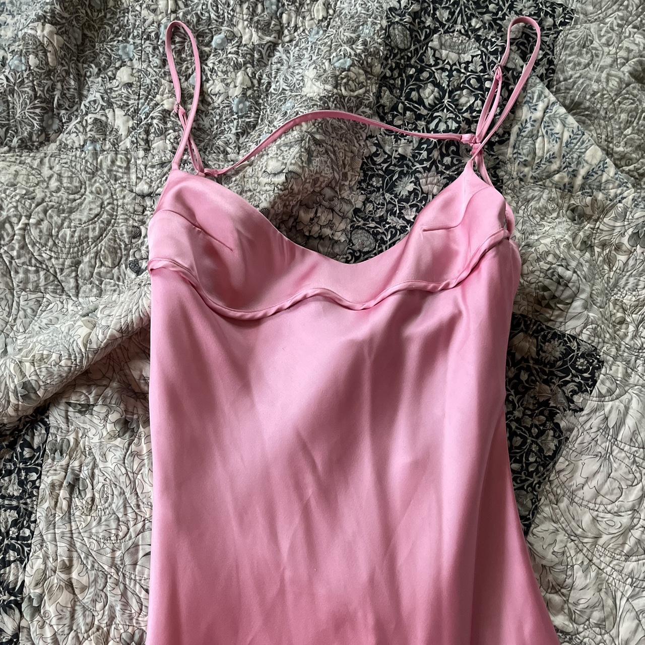 Sold out viral Zara satin silk dress in pink. Size... - Depop