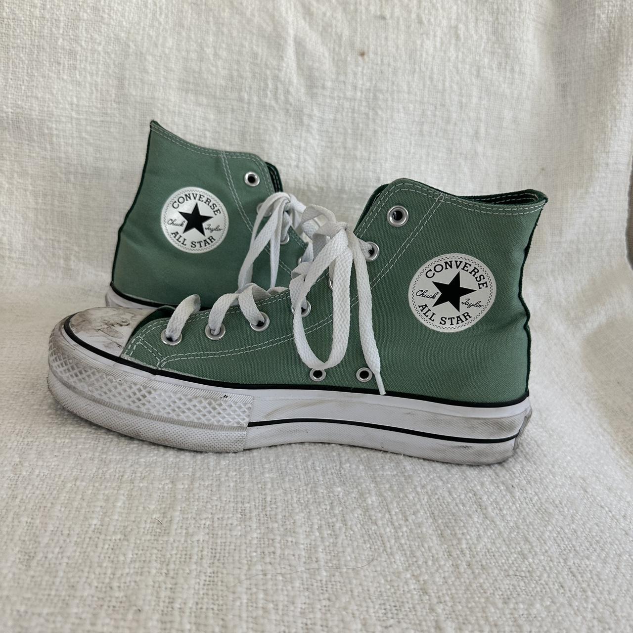 Custom platform green converse high tops Women’s... - Depop