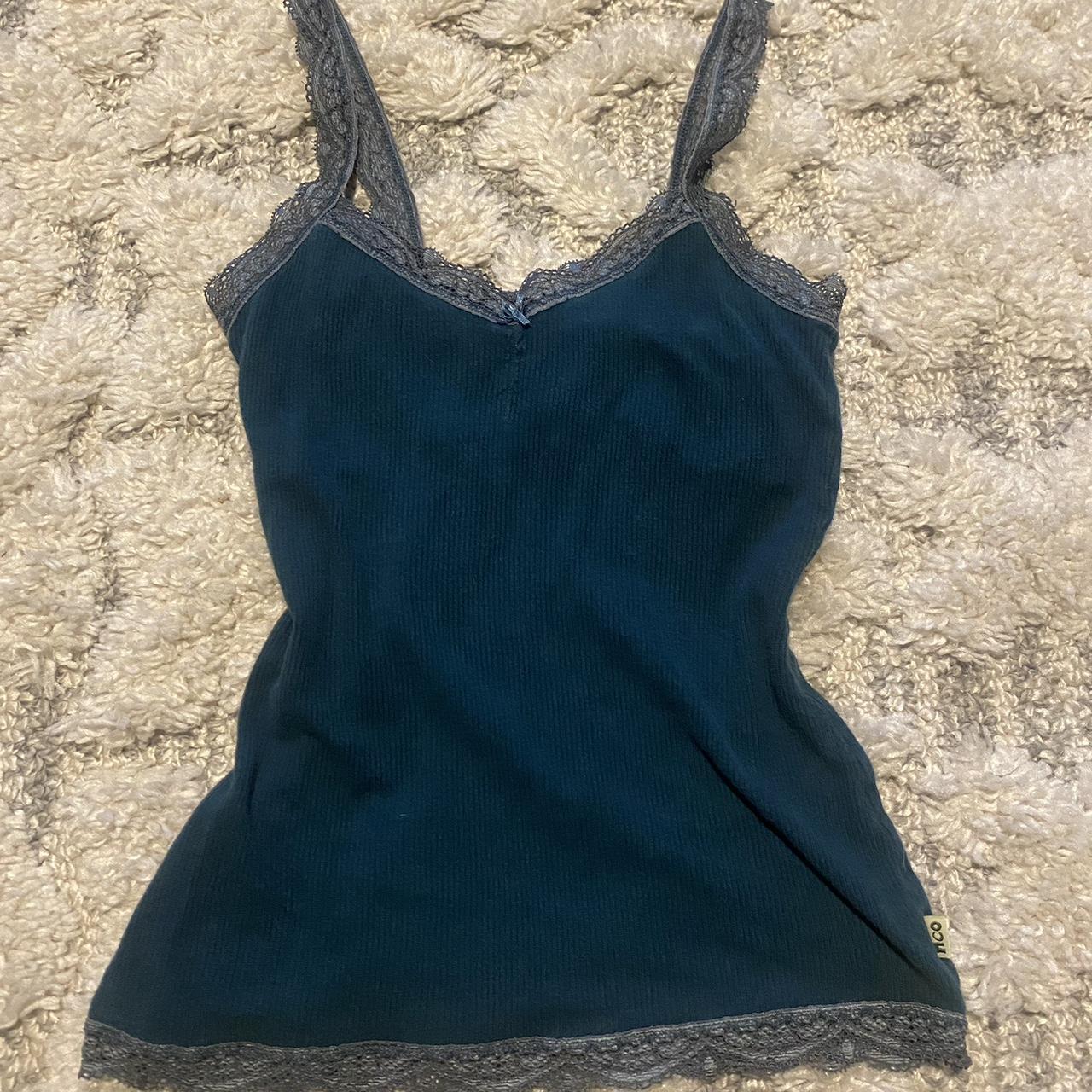 Adorable blue lace hollister babydoll top with a bow... - Depop