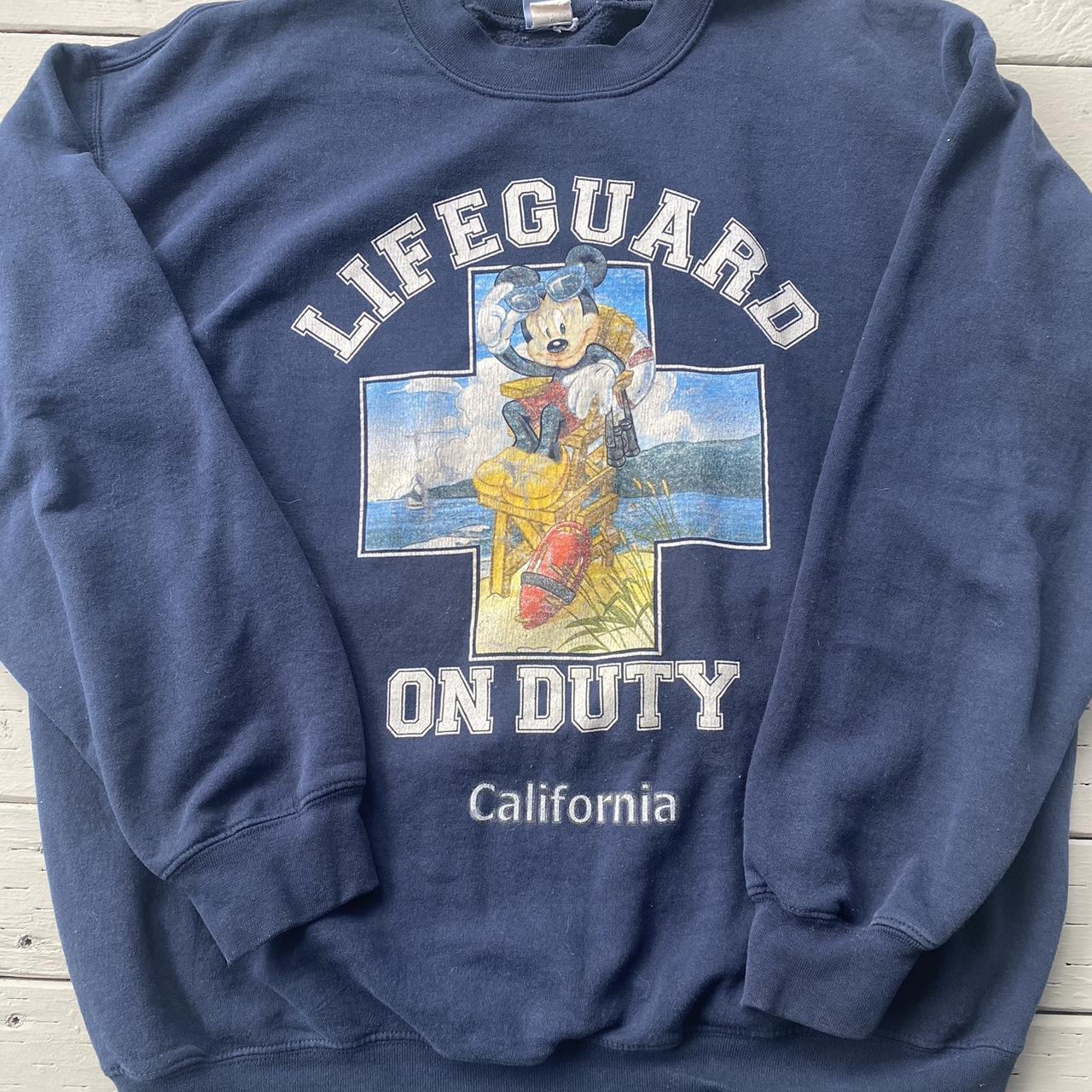 crewneck disney lifeguard on duty graphic vintage... - Depop