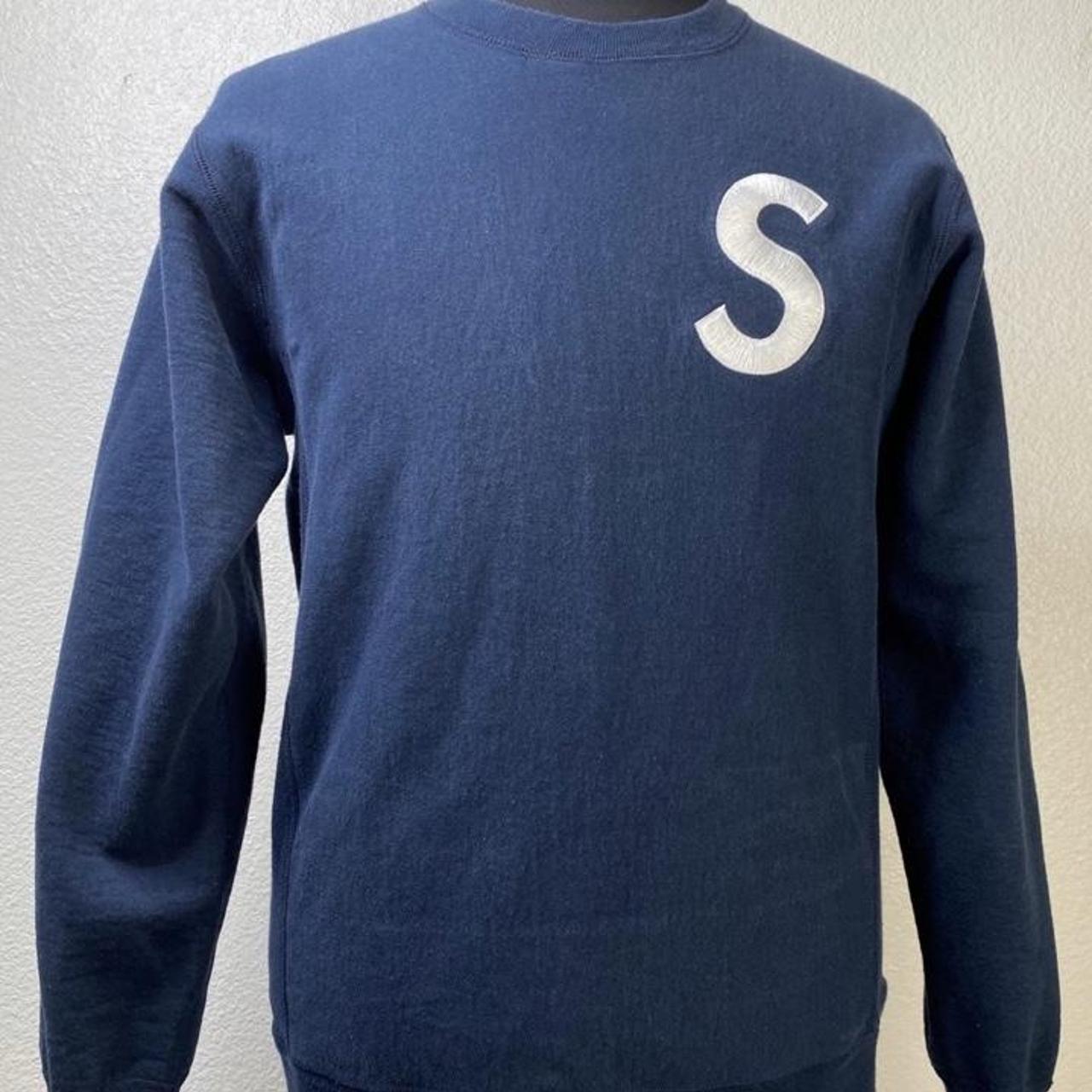 Supreme S Logo Crewneck Sweatshirt FW16 Navy Size... - Depop
