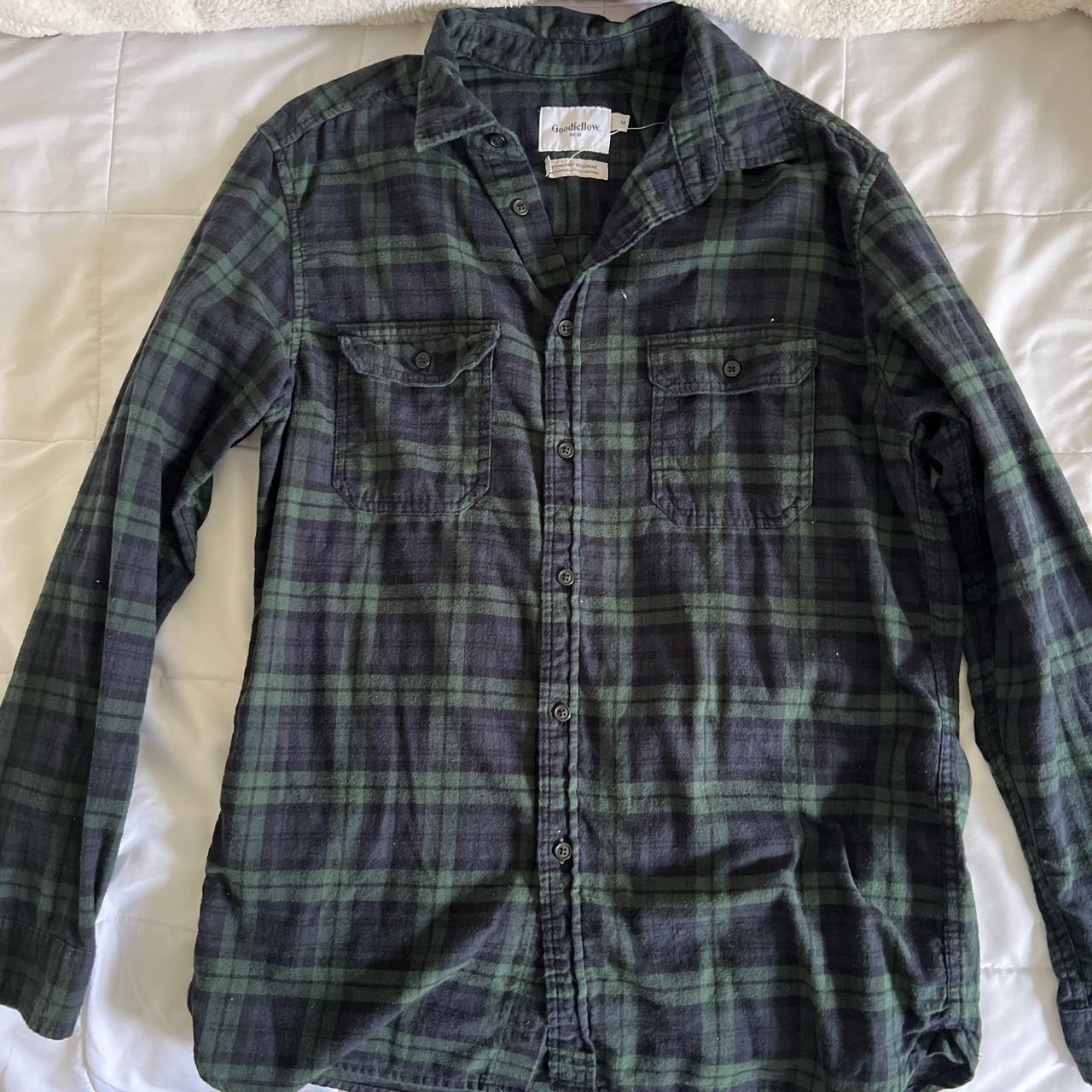 goodfellow & co green & navy flannel good... - Depop