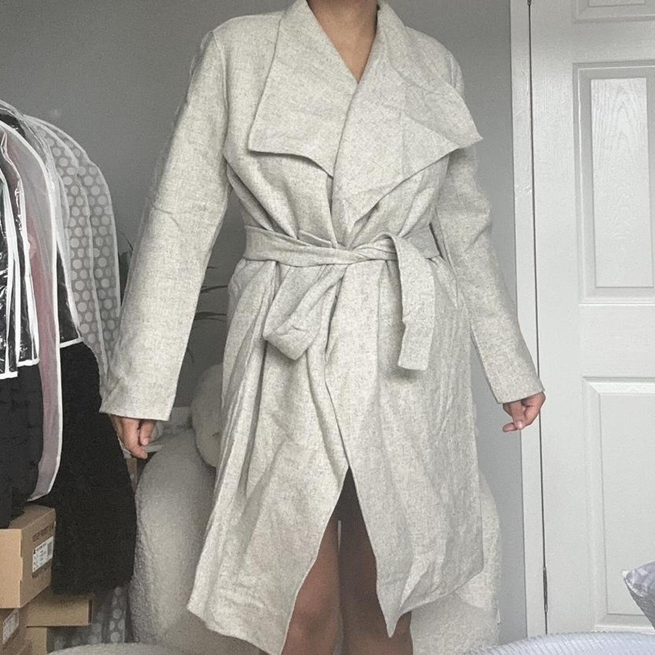 ZARA Women's Grey Waterfall Coat Size UK L Depop