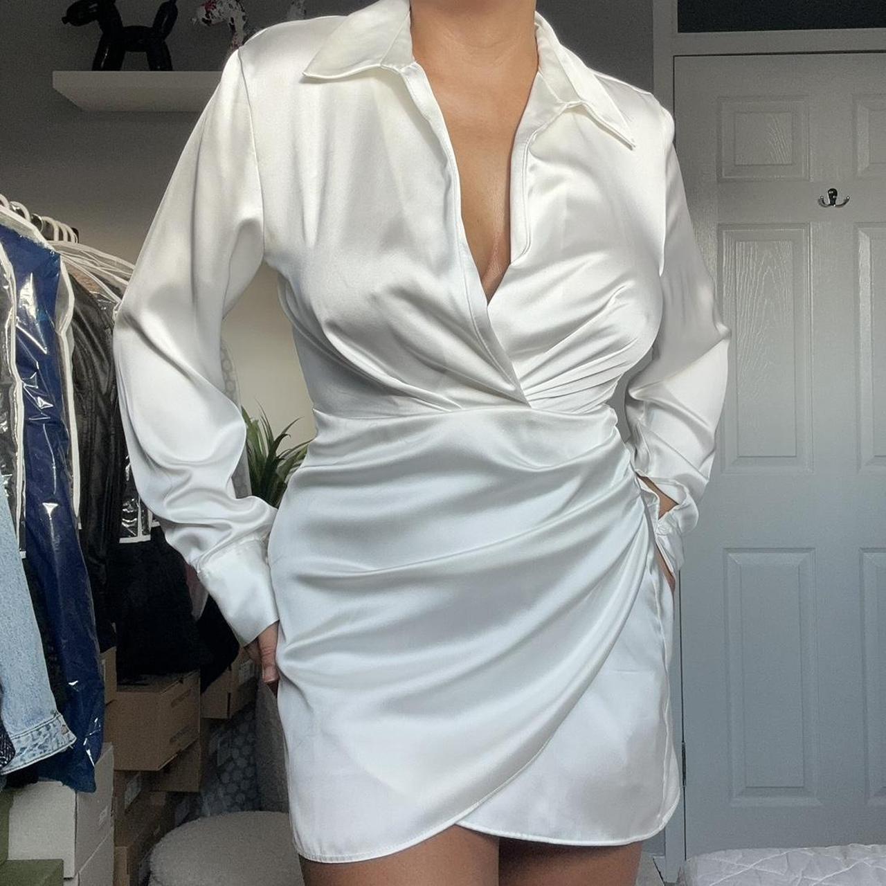 Silk Shirt Satin Shirt Dress White ZARA Women's White Satin Shirt