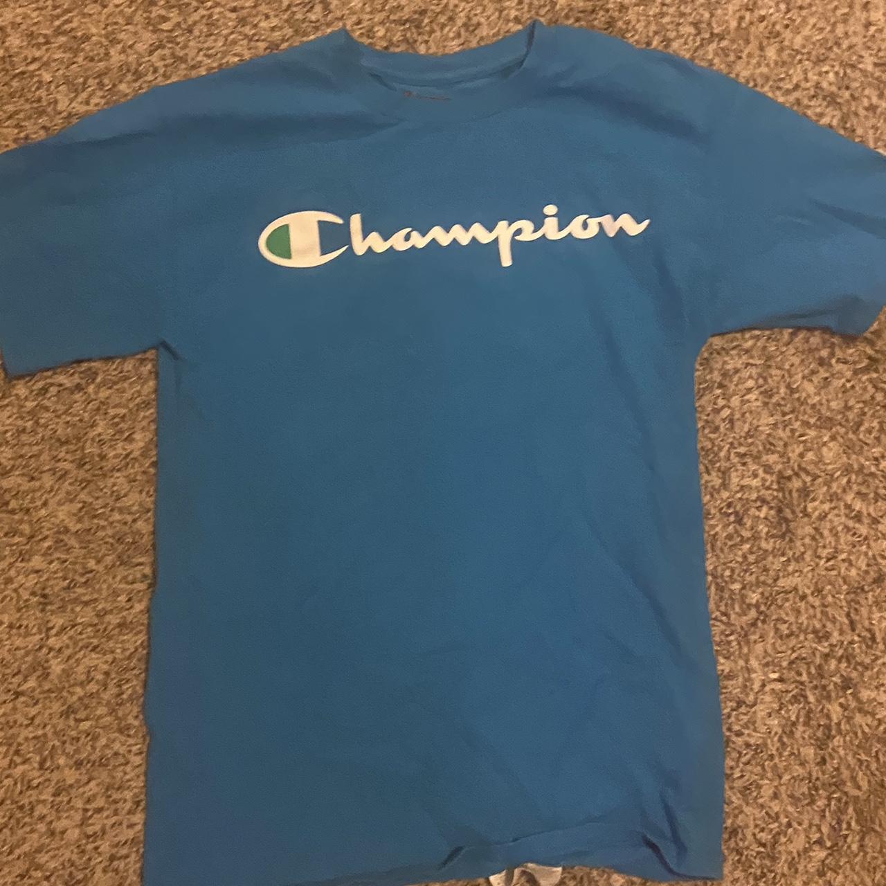 Blue champion shirt - Depop