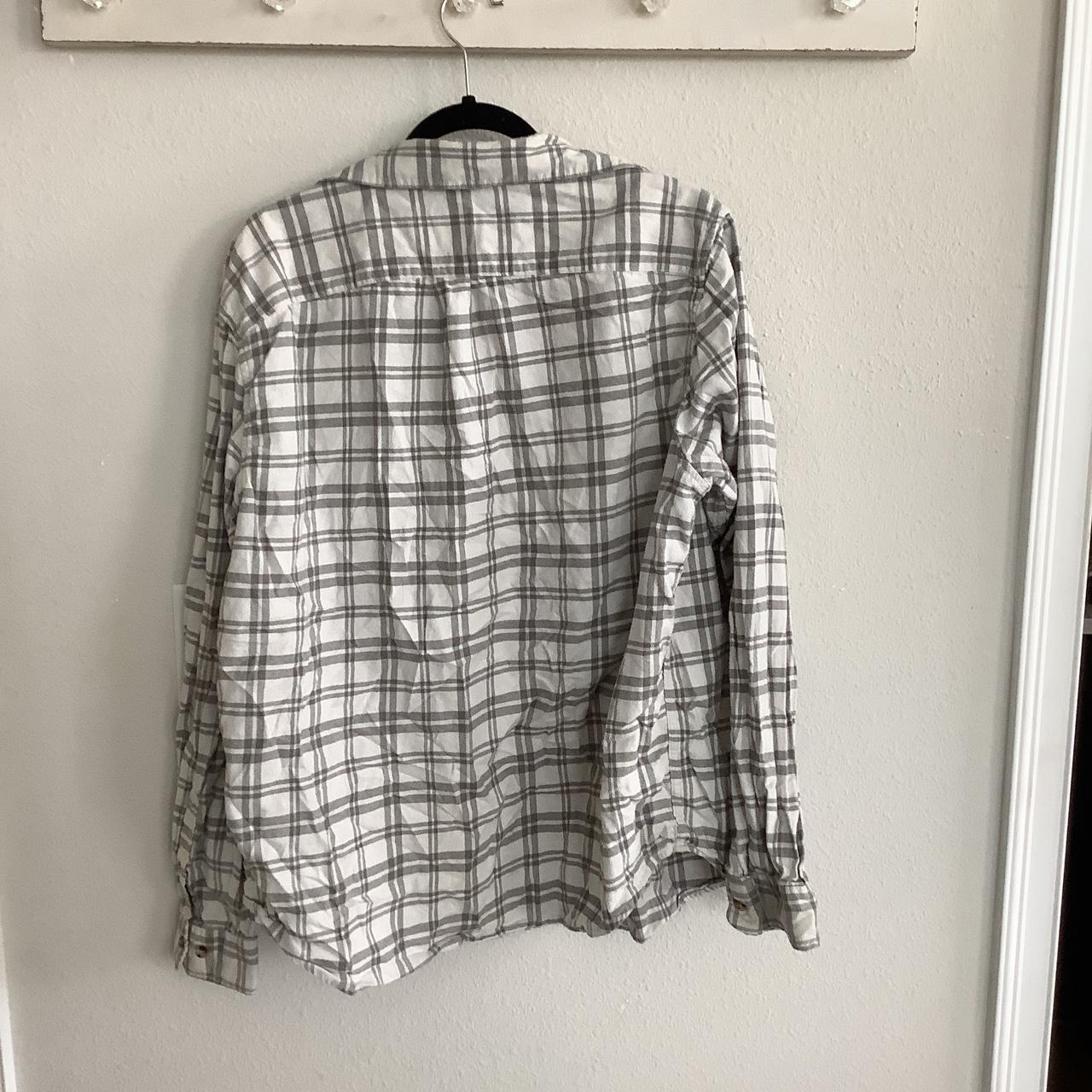 Grey and white oversized flannel No imperfections... - Depop