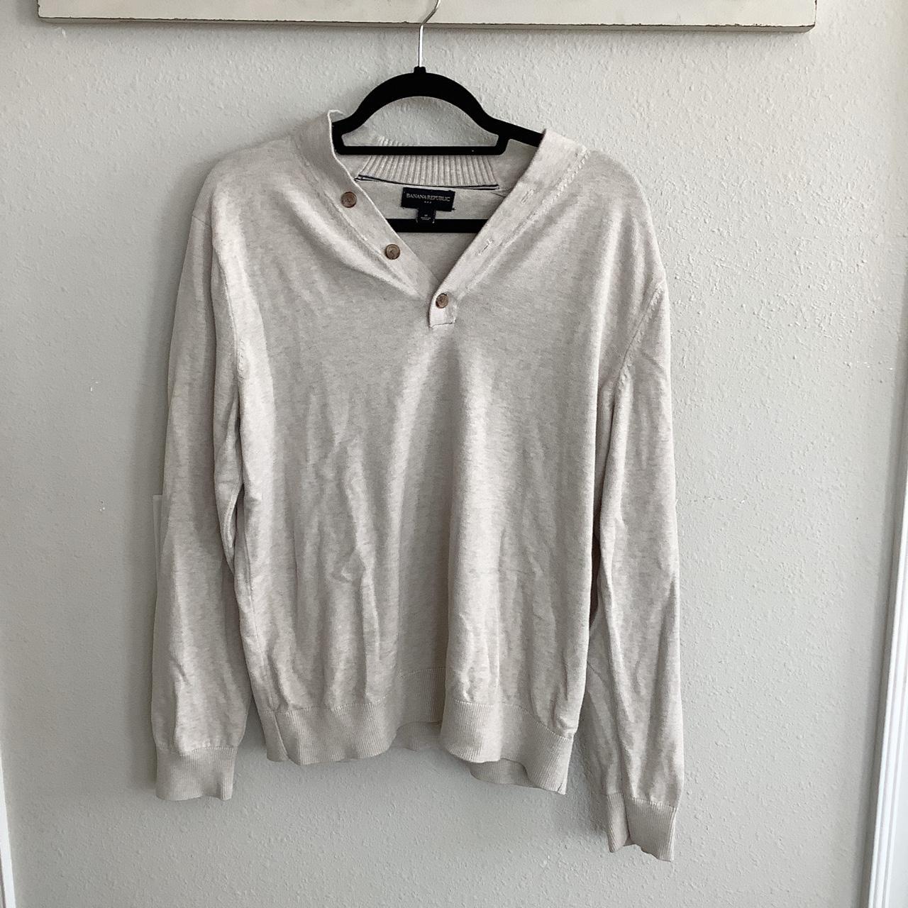 Banana Republic Grey Cream Sweater Size Medium But Depop