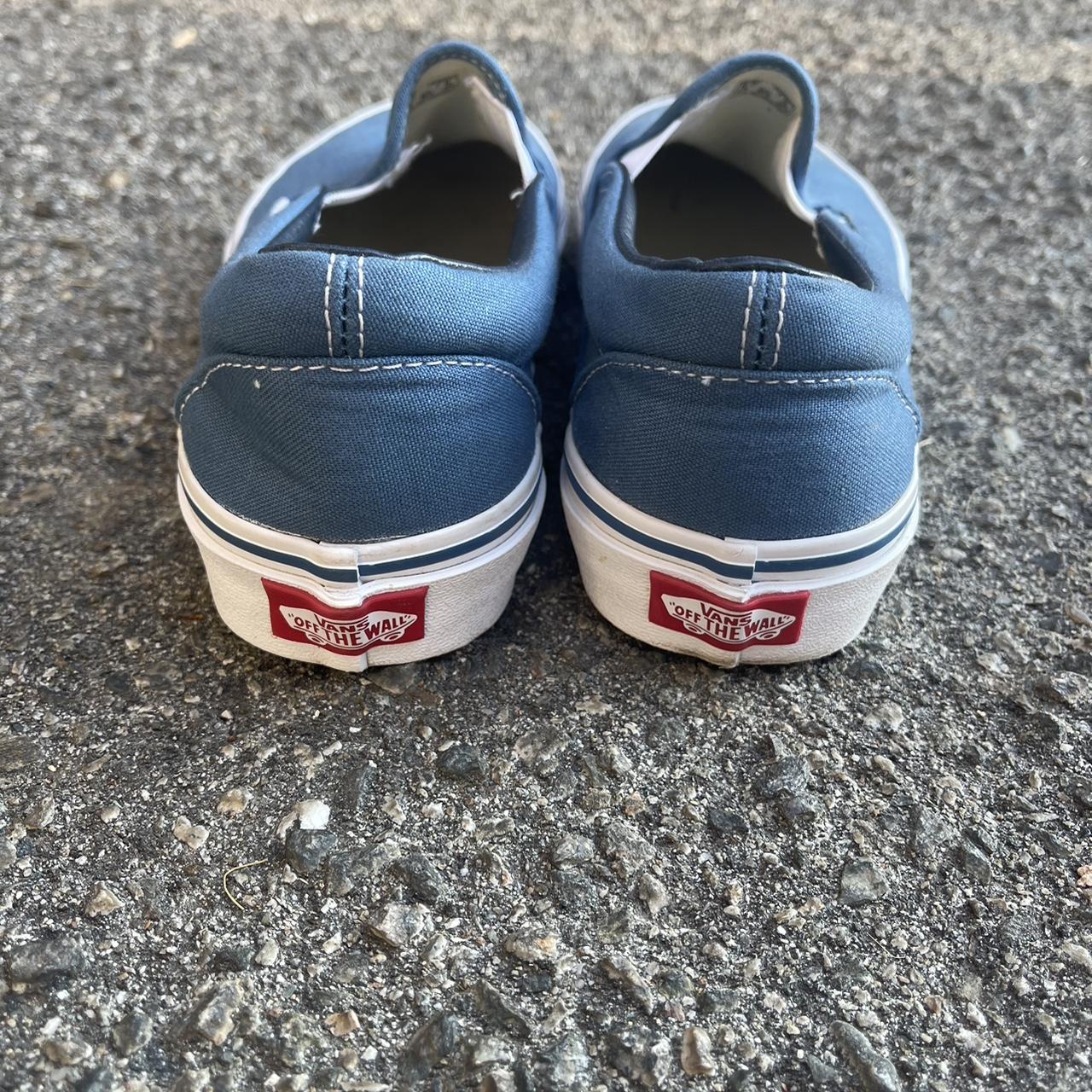 Blue slip on vans size 6 men, 7.5 women Good... - Depop