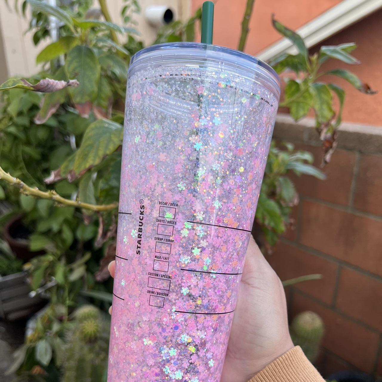 Cherry blossom Starbucks snowglobe tumbler Cute - Depop