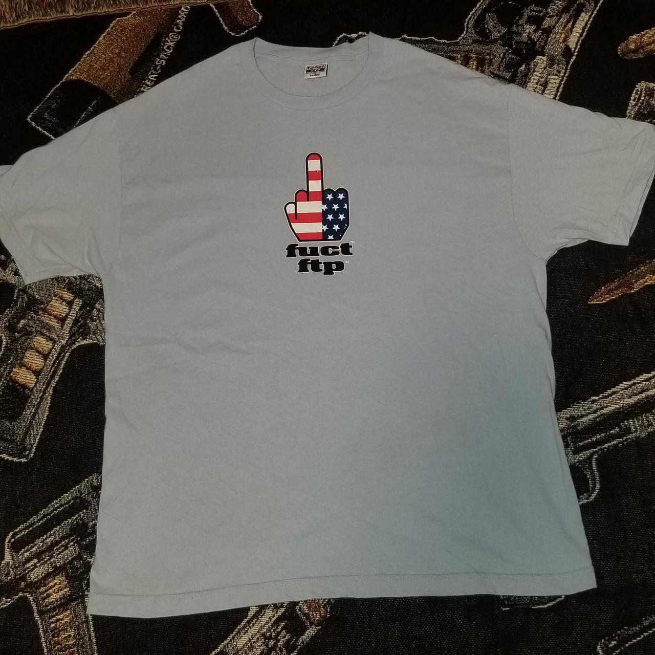Ftp fuct middle finger tee baby blue size XL #ftp... - Depop