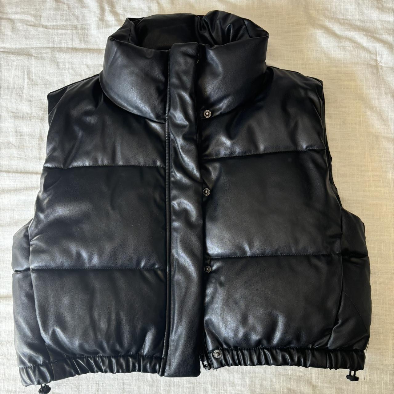 NWT Zara Faux Leather Puffer Vest Size authentic XL