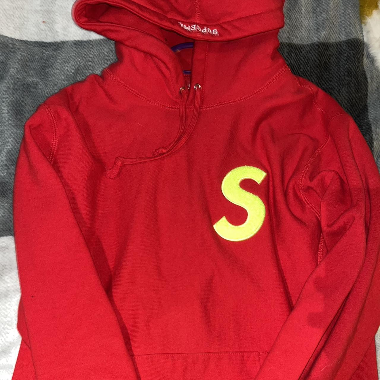 Men s Supreme S logo hoodie size medium. Hardly Depop