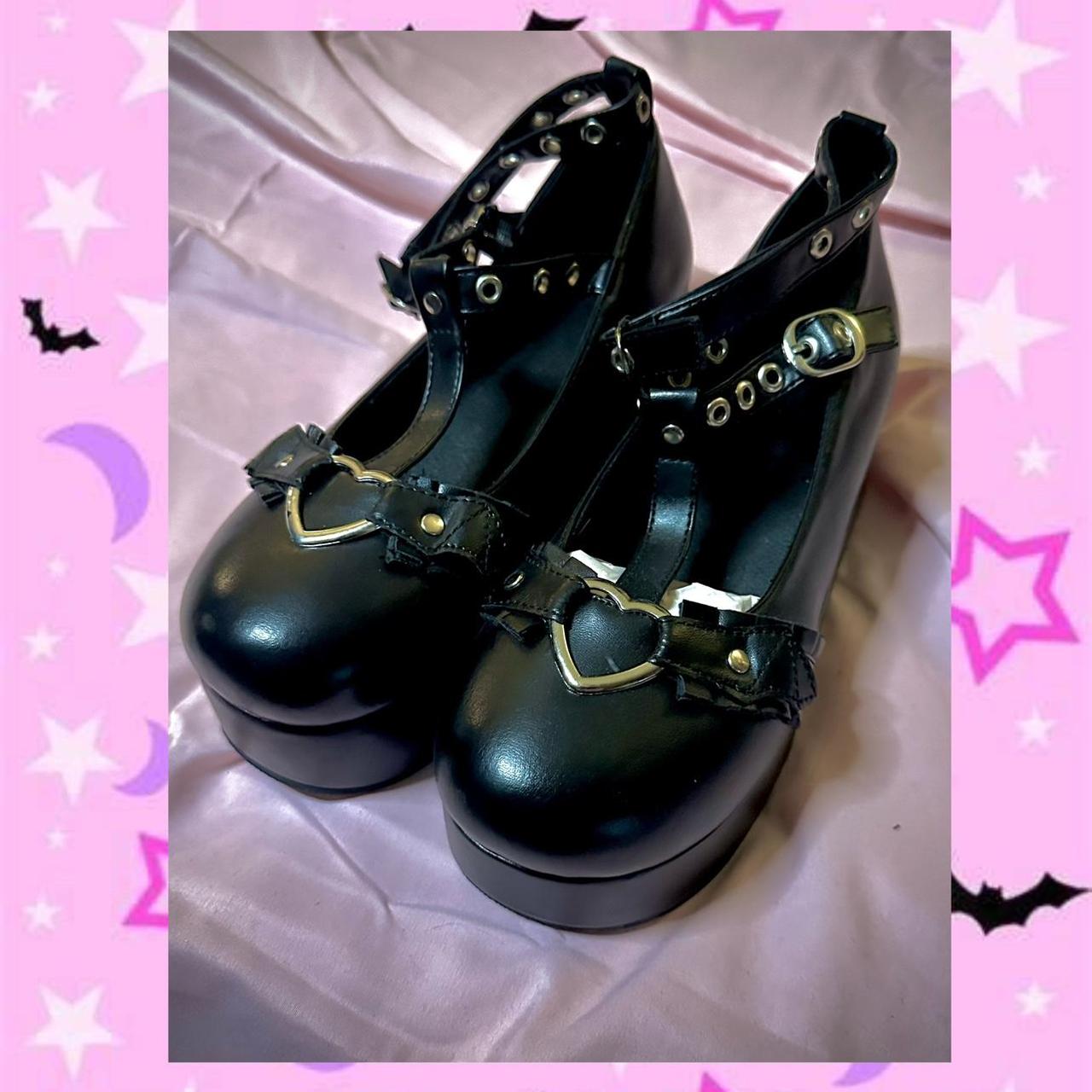 glossy black platform mary janes