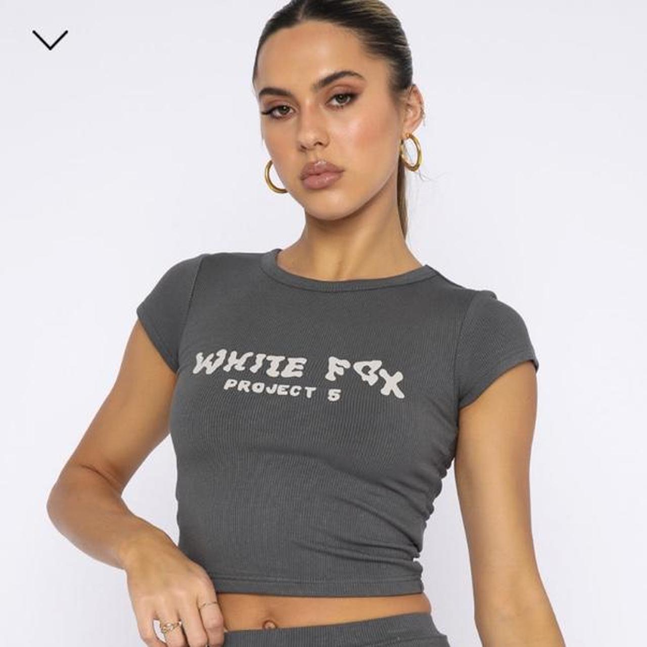 Project 5 ribbed baby tee volcanic from white fox... - Depop