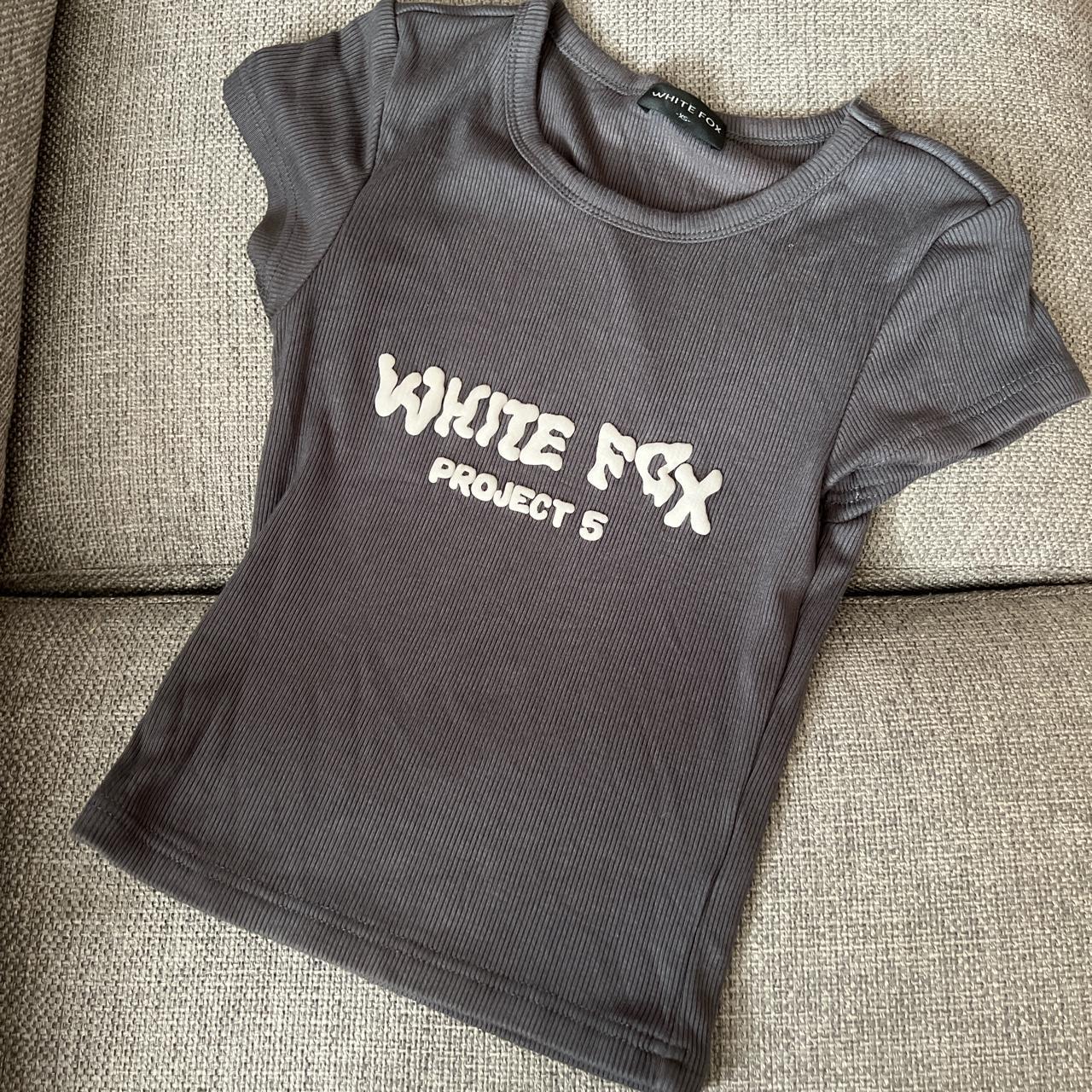 Project 5 ribbed baby tee volcanic from white fox... - Depop
