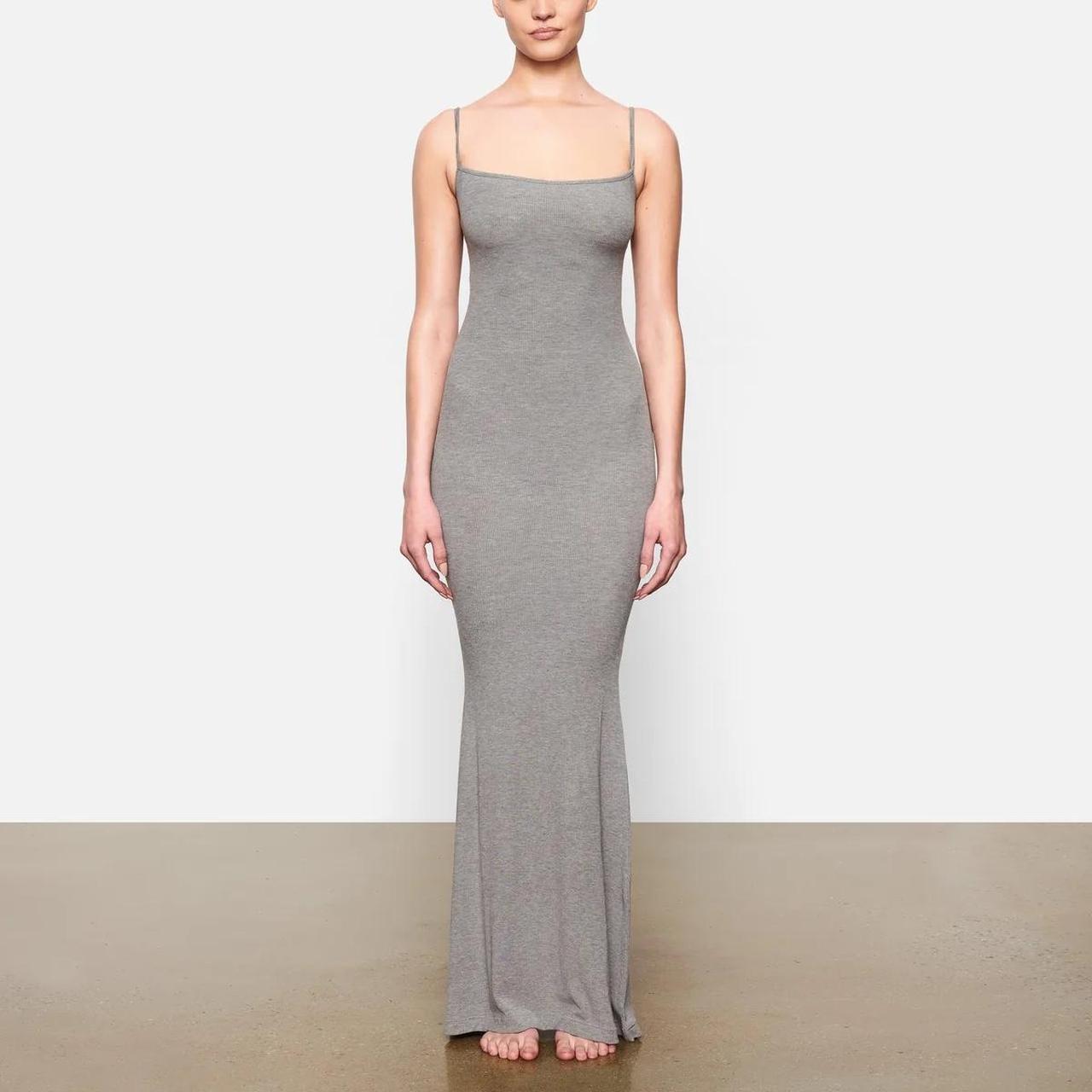 Skims Heather Grey Soft Lounge Long Slip Dress Will Depop