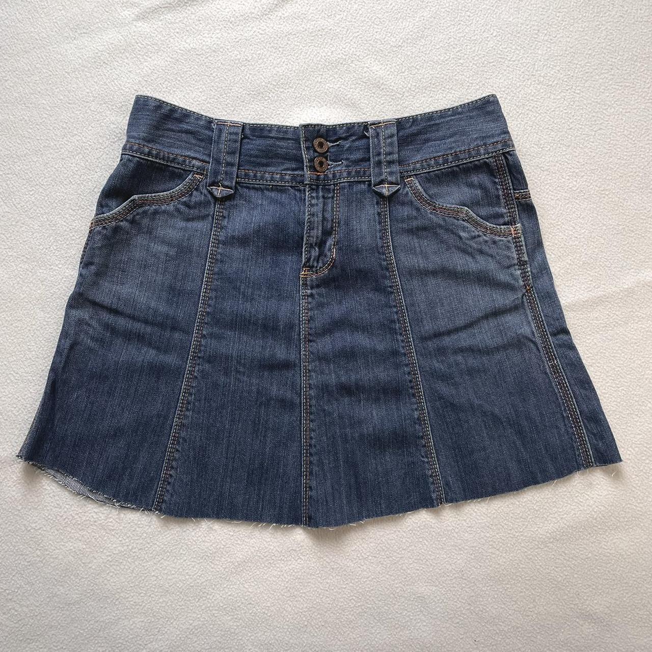 Gap faux pleated jean skirt!! Large belt loops and... - Depop