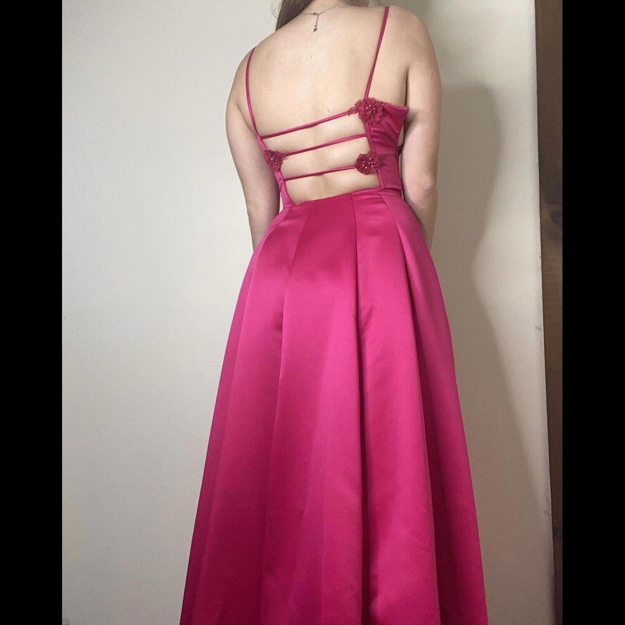 Vintage Scott McClintock Pink cheapest Satin Fit Flare Long Dress Sz L Silver Applique Tu