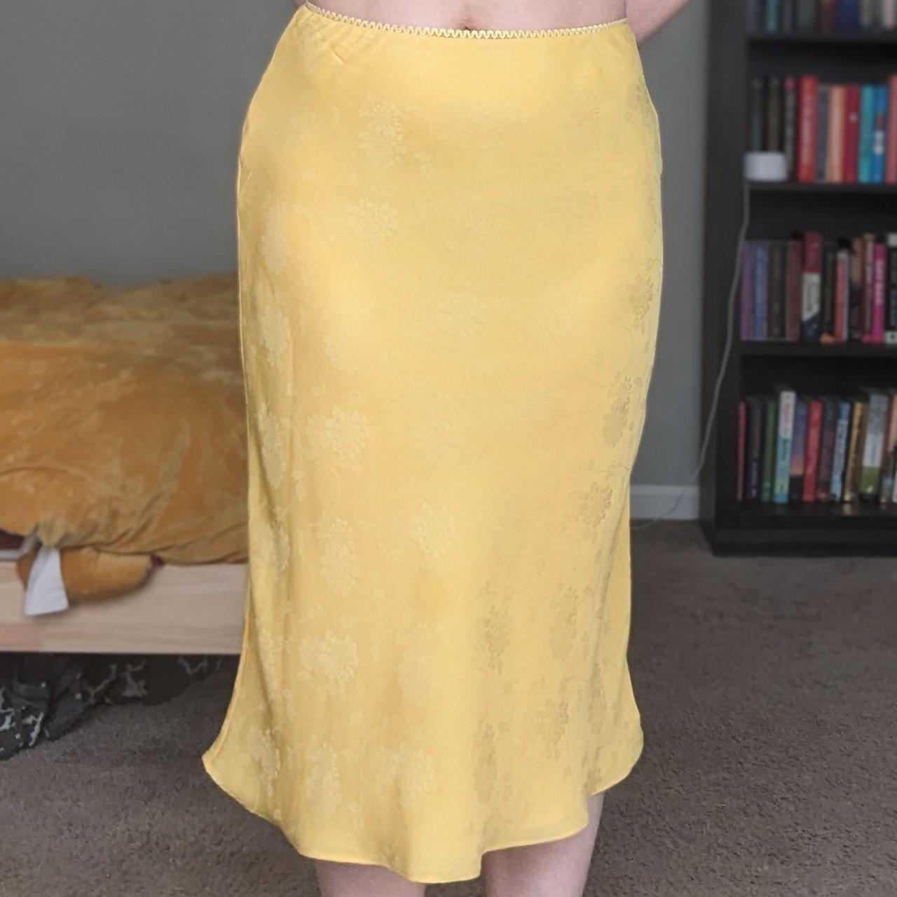 Vintage sheer satin slip skirt with side slit - - Depop