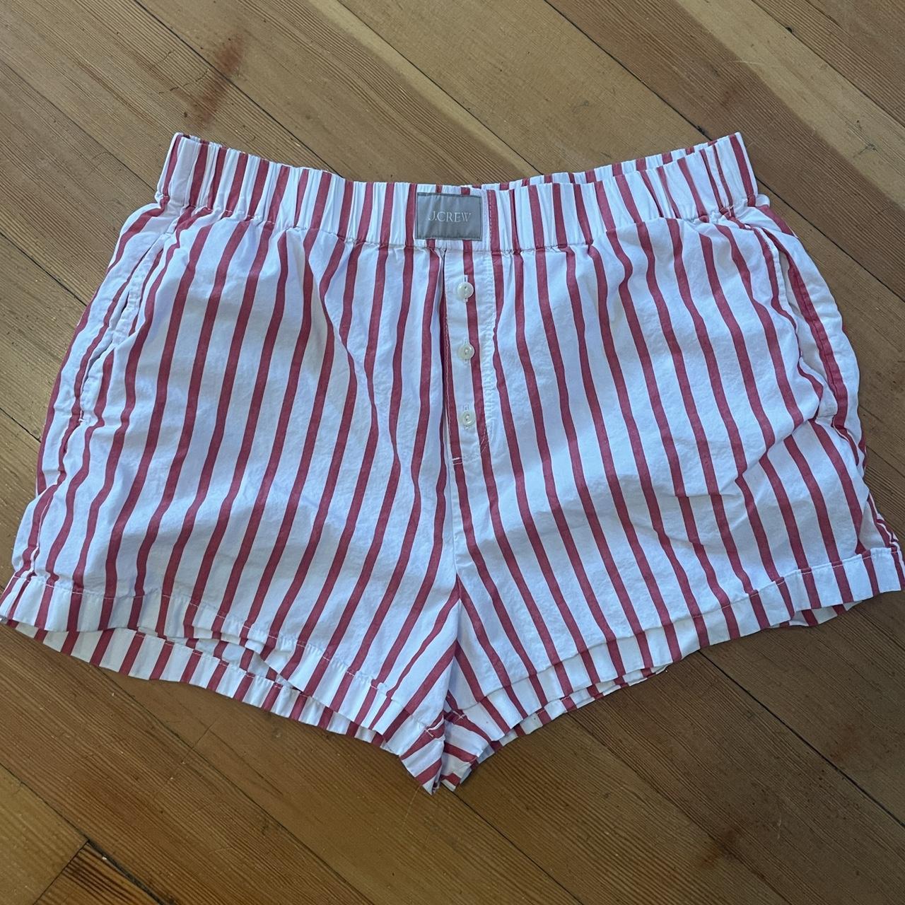 J crew red and white striped poplin boxer shorts... - Depop