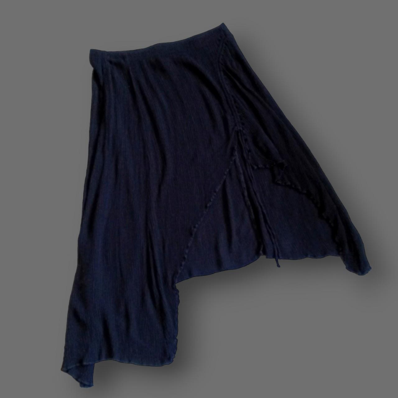 Becca Skirt Black crinkled fabric asymmetrical... - Depop