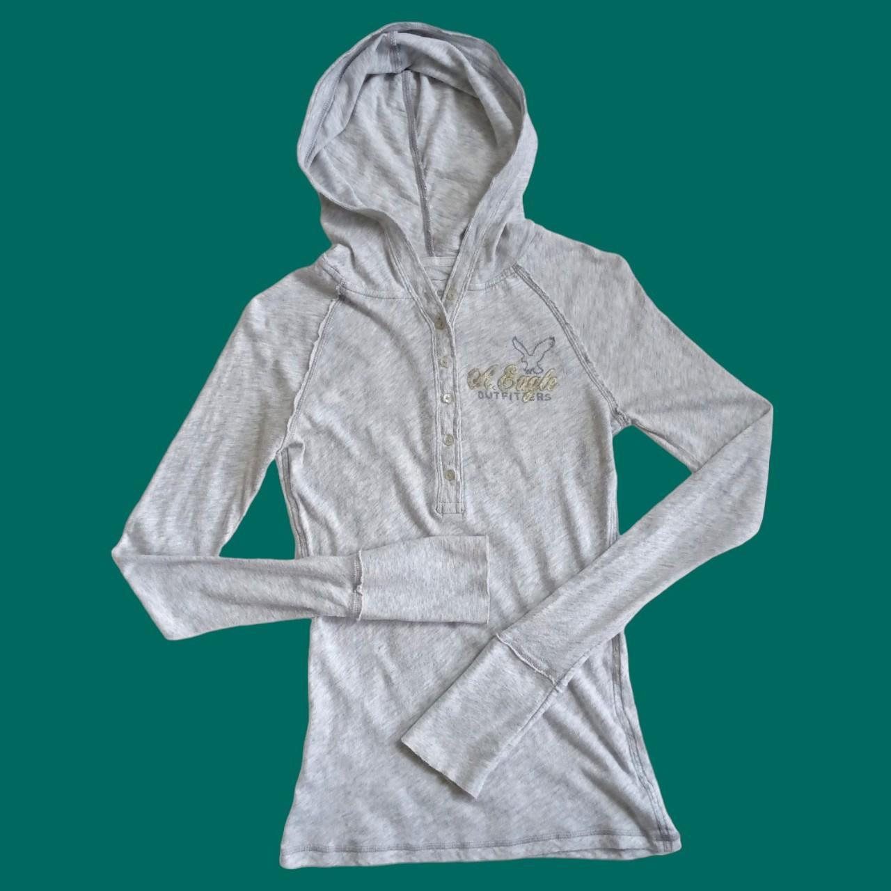 American Eagle Henley Grey hooded henley t shirt. In... Depop