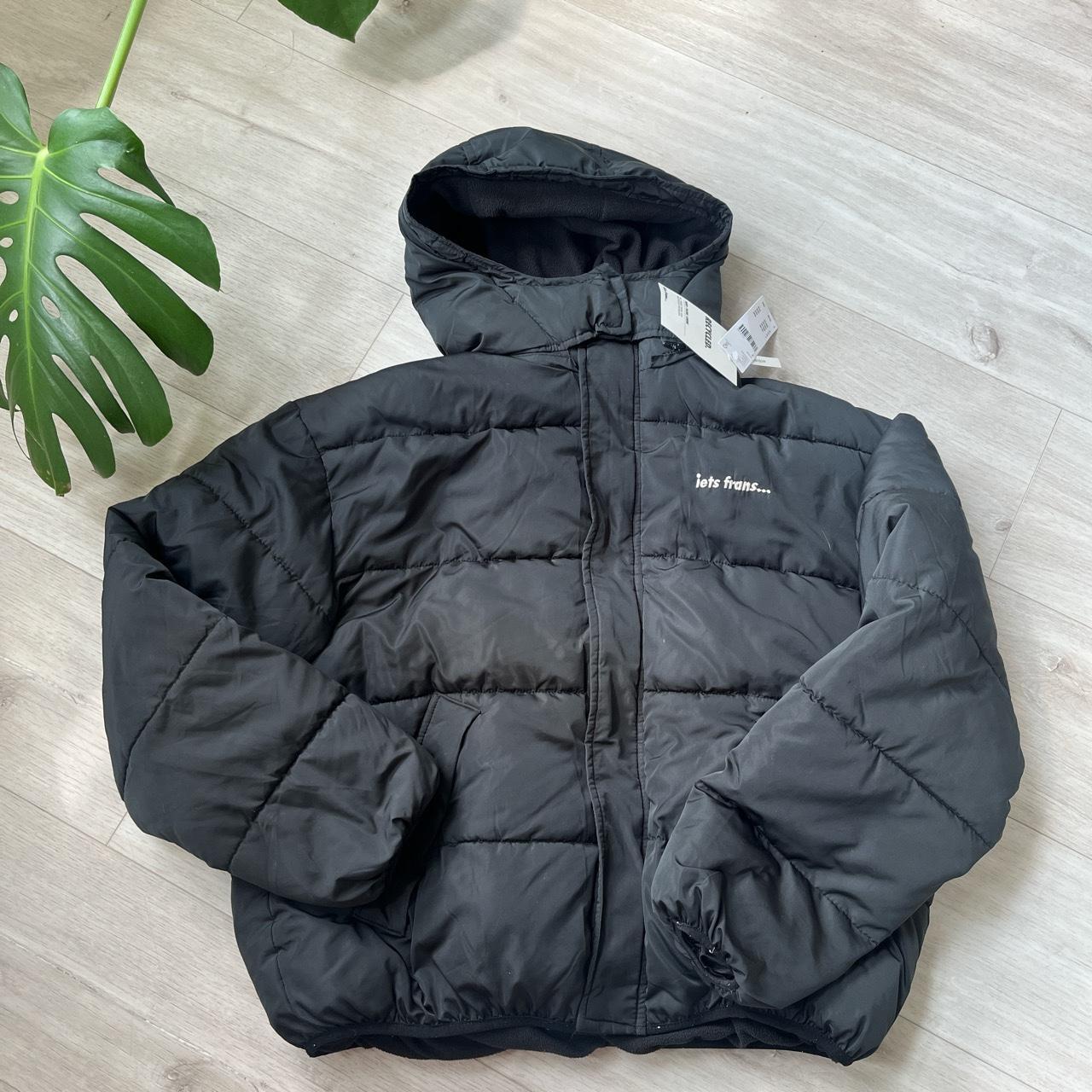 Urban Outfitters iets frans Black Puffer Coat... - Depop