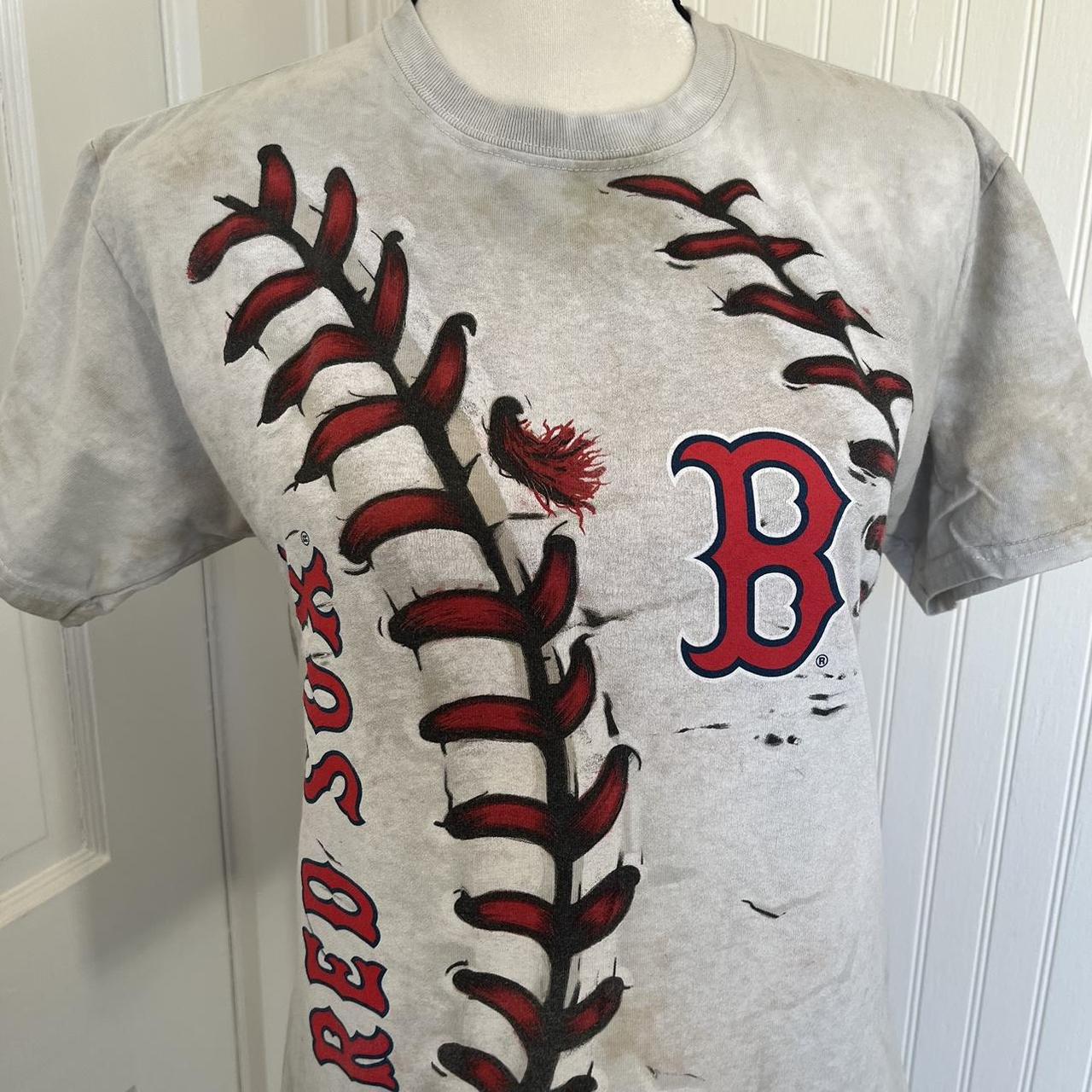 Boston Red Sox Tee Liquid Blue retro Red Sox tshirt - Depop