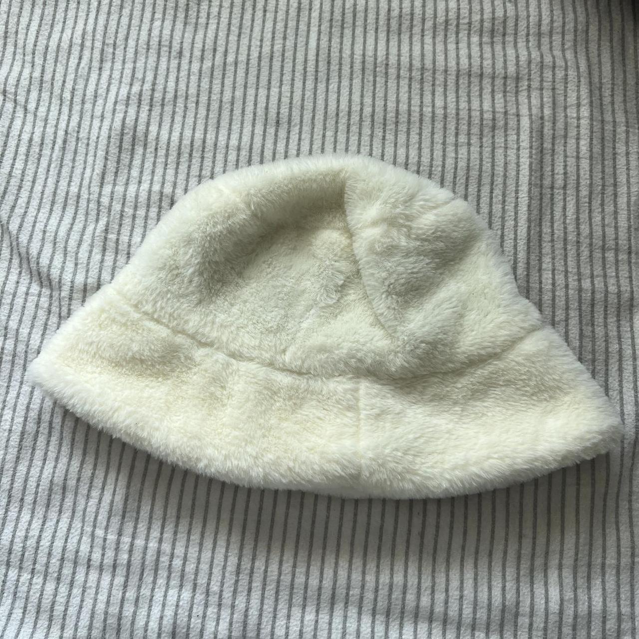 white fuzzy bucket hat summer cute Depop