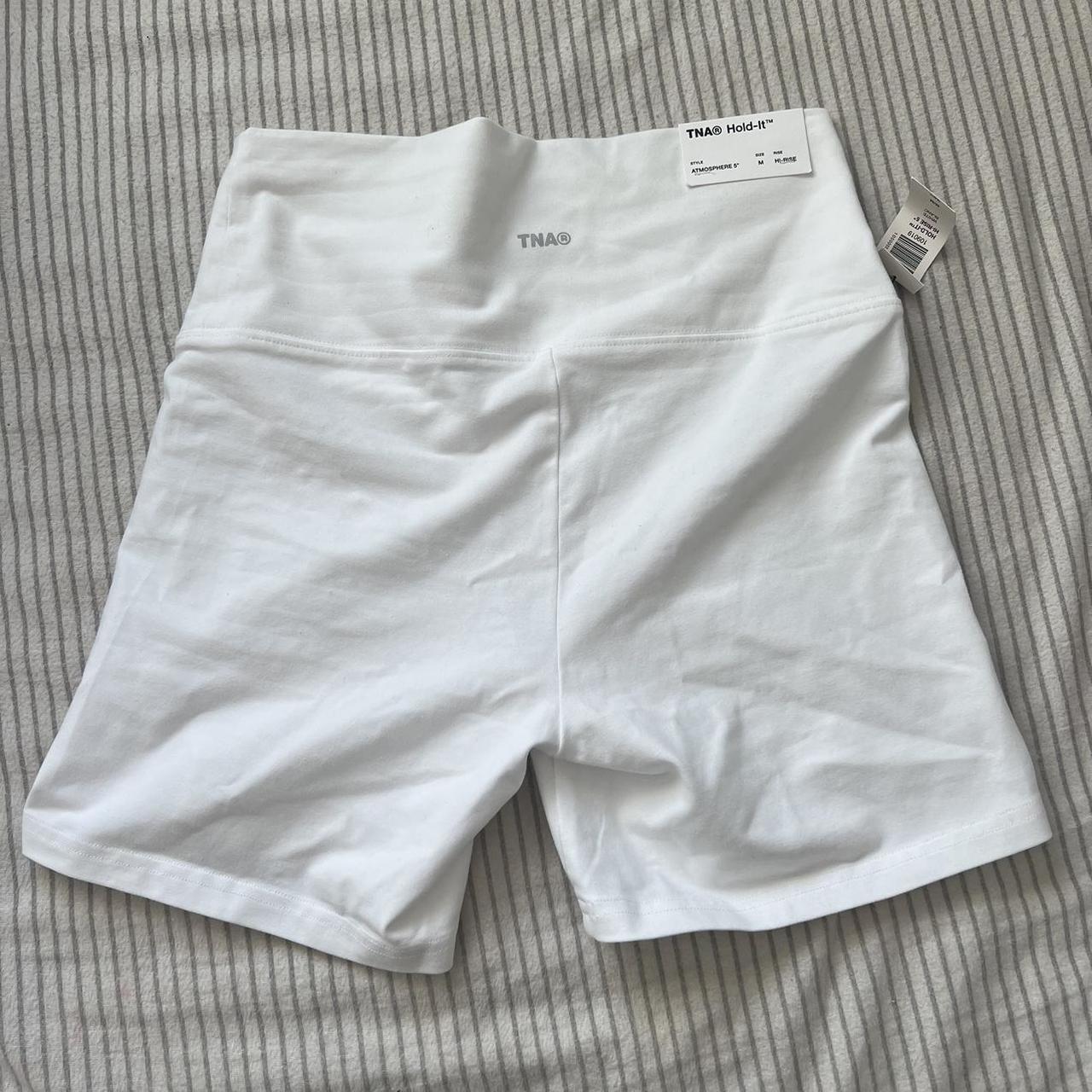 NWT Aritzia TNA hold it Hi-rise Atmosphere 5” white... - Depop