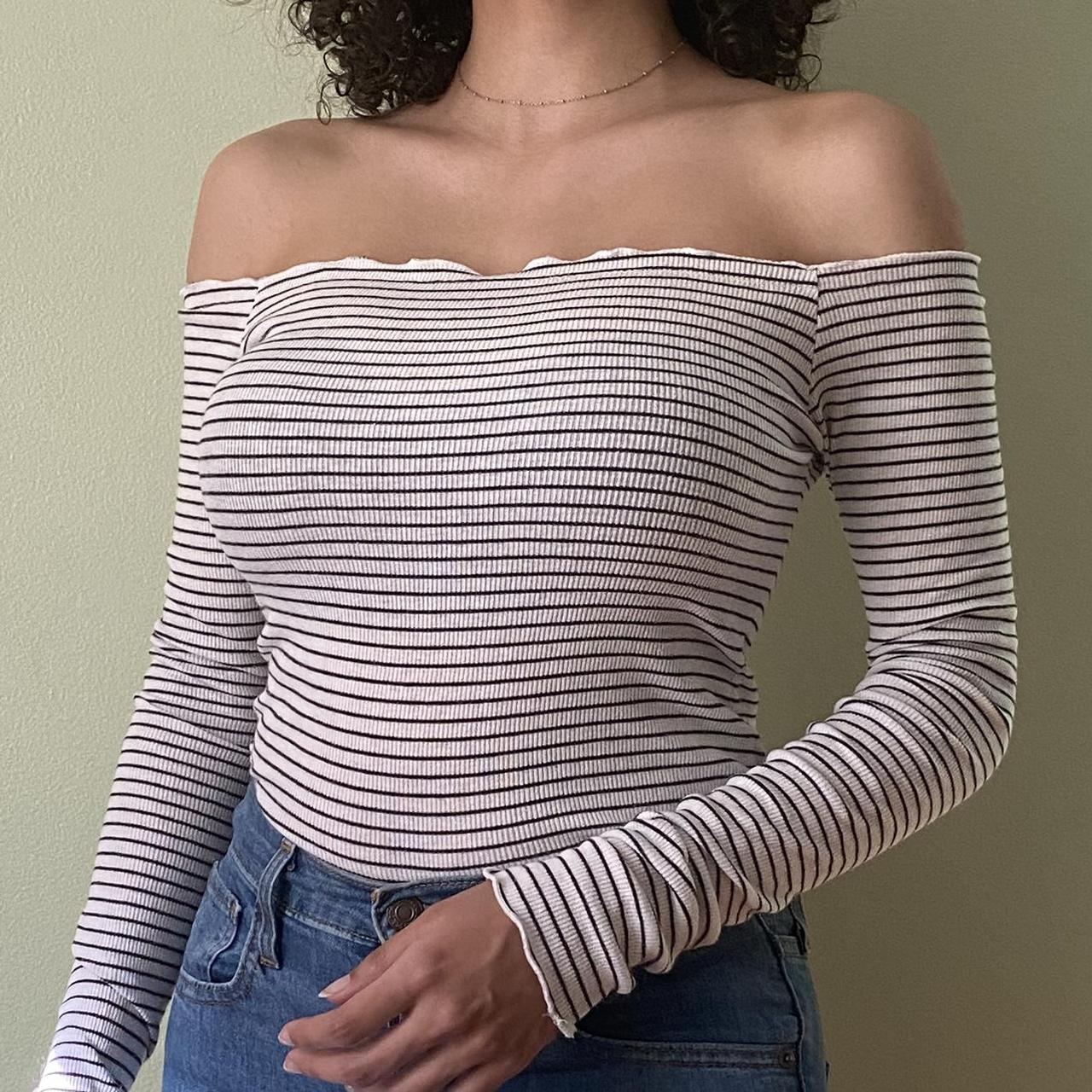 Hollister striped off the deals shoulder top