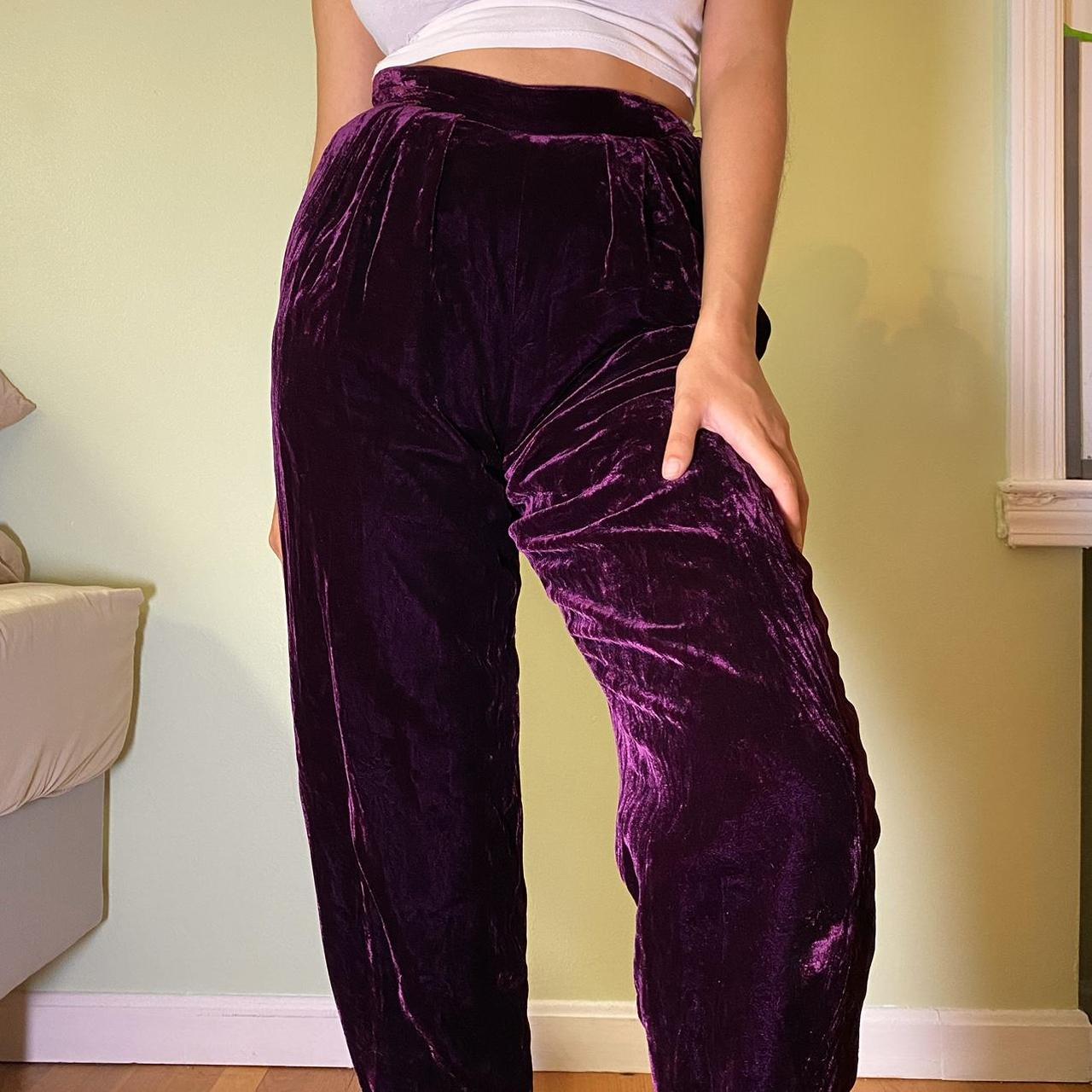 Women Velvet Dark Purple Blazer + Flare Trousers Suit