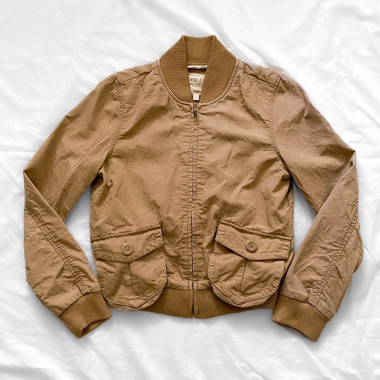 Old Navy y2k Bomber Jacket Cool 2006 tan
