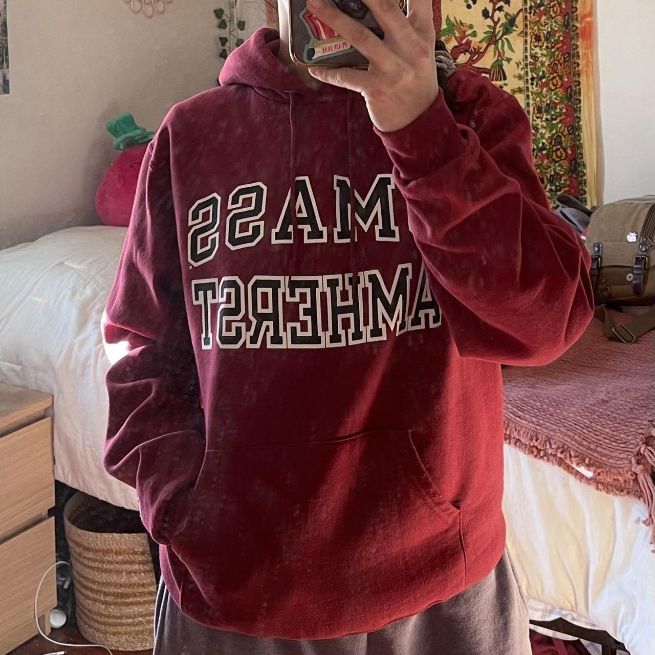 maroon champion umass amherst sweatshirt,