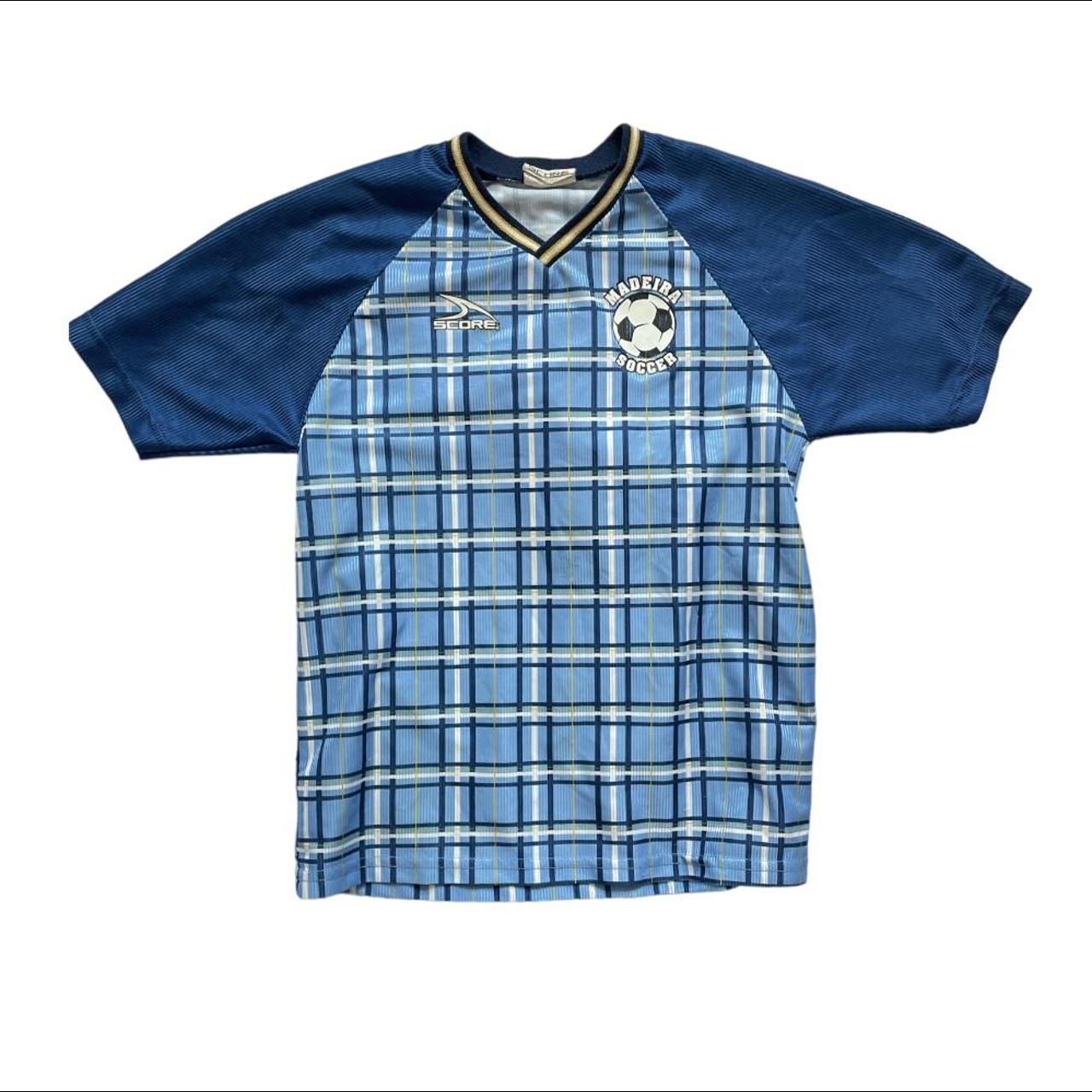 blue plaid mini soccer jersey *･゜ﾟ･*｡.*･' ☆ size... Depop