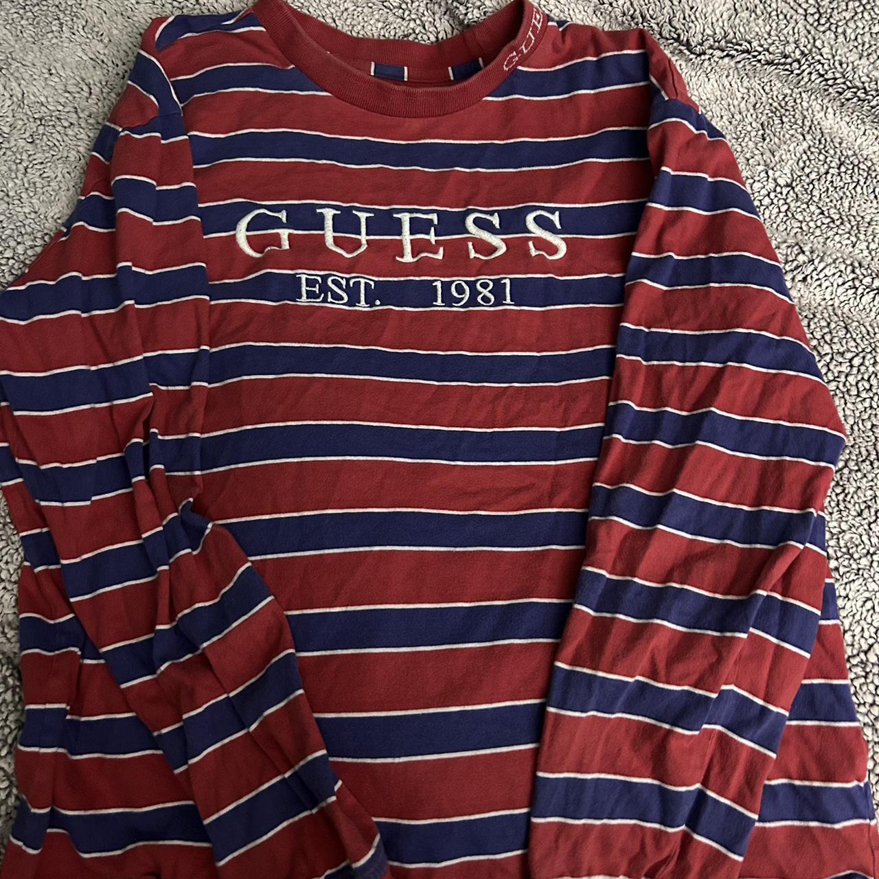 Guess purple cheap striped shirt